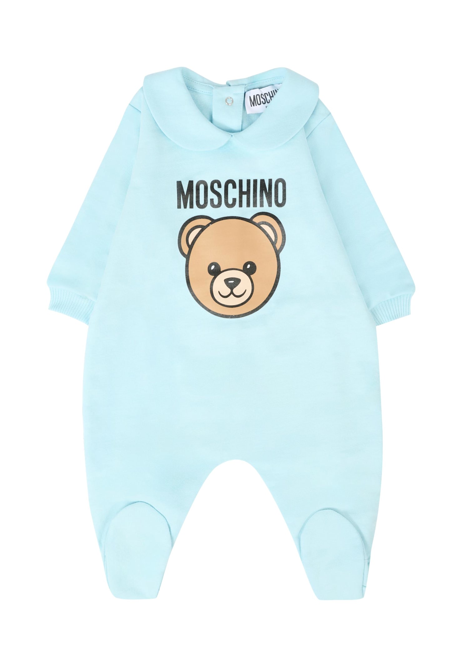 Moschino Light Blue Baby Set For Baby Boy With Teddy Bear In Blue