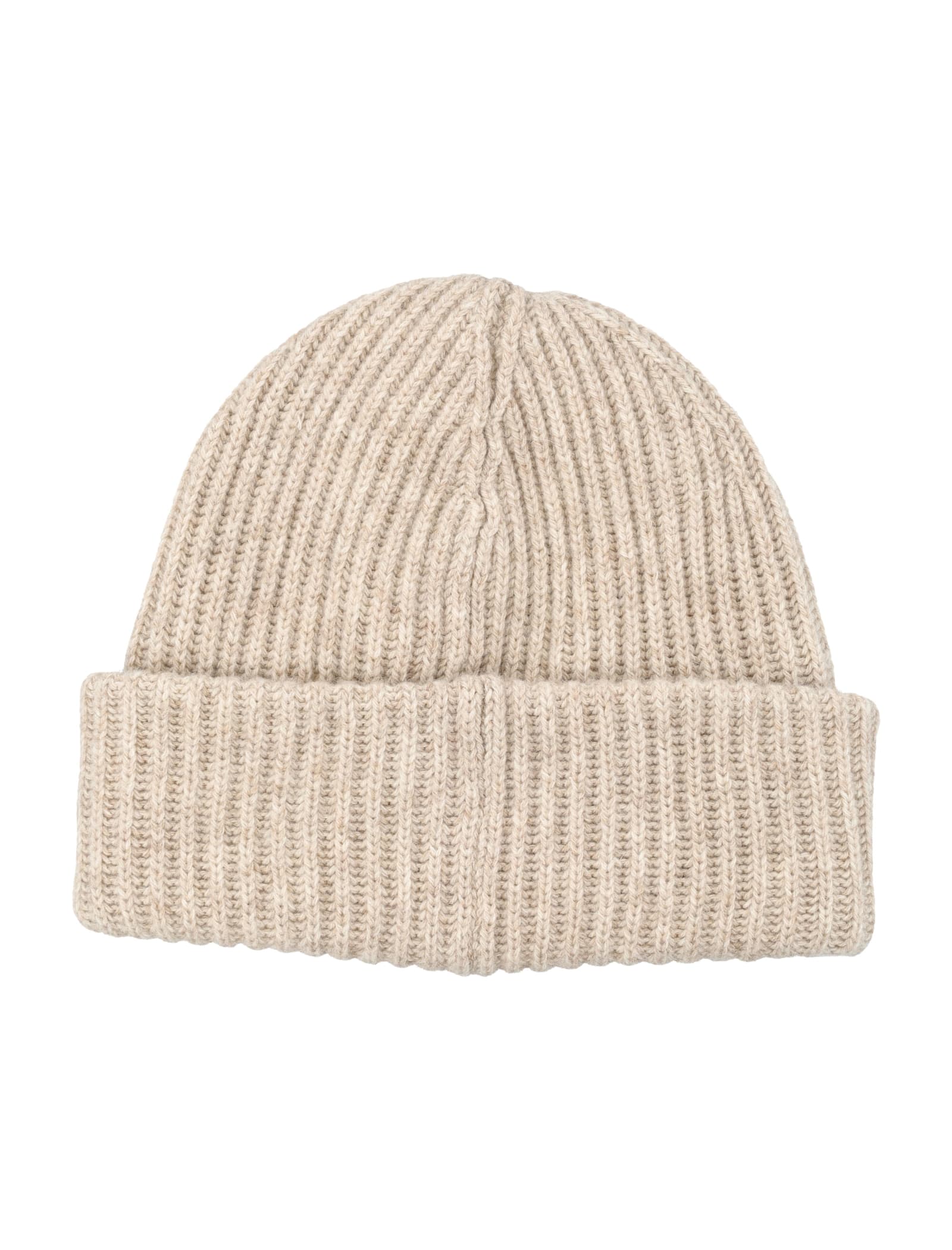 Ganni Ribbed Wool Logo Beanie In Brown