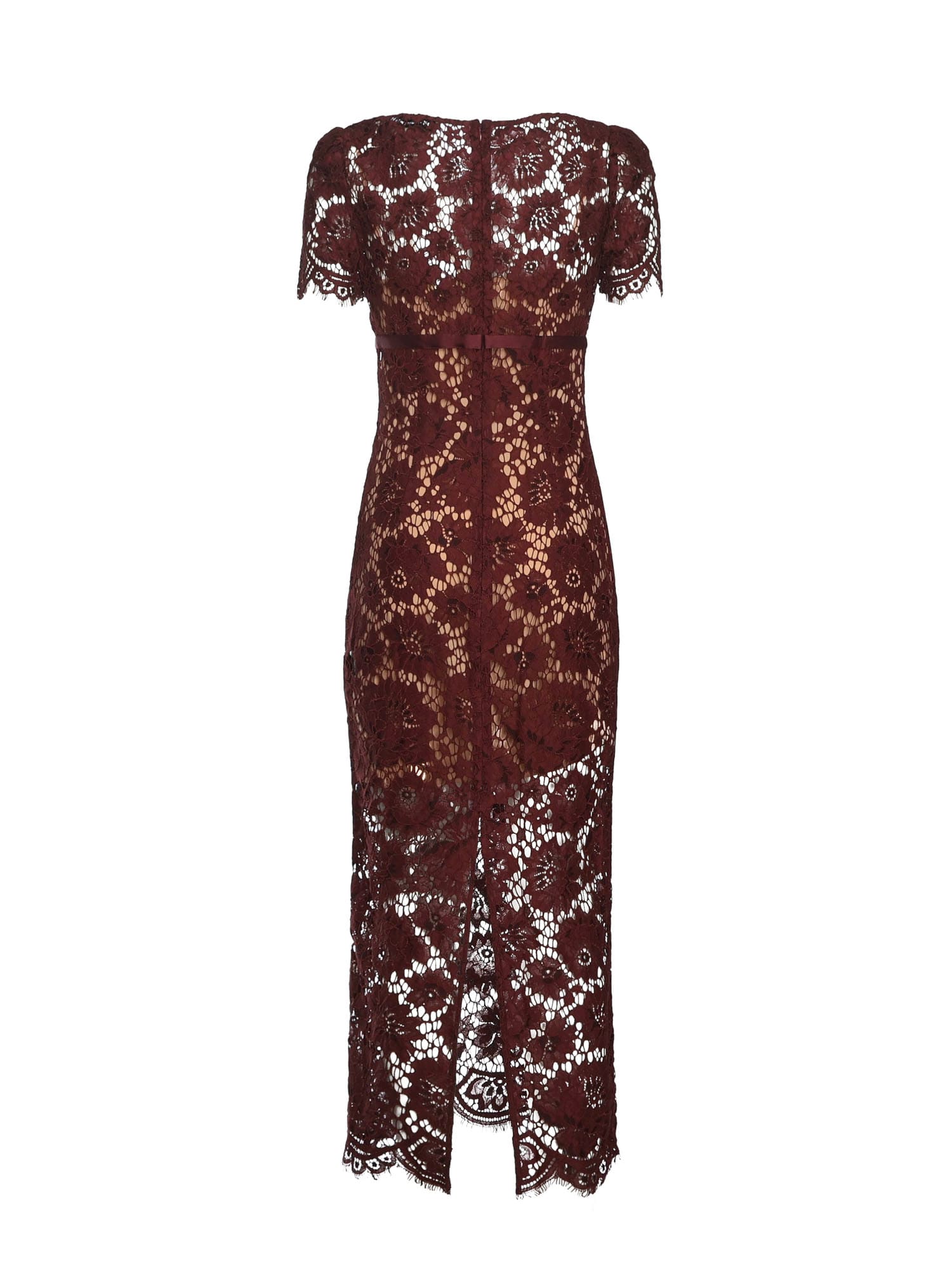 Self-portrait Self Portrait Burgundy Floral Lace Midi Dress In Red