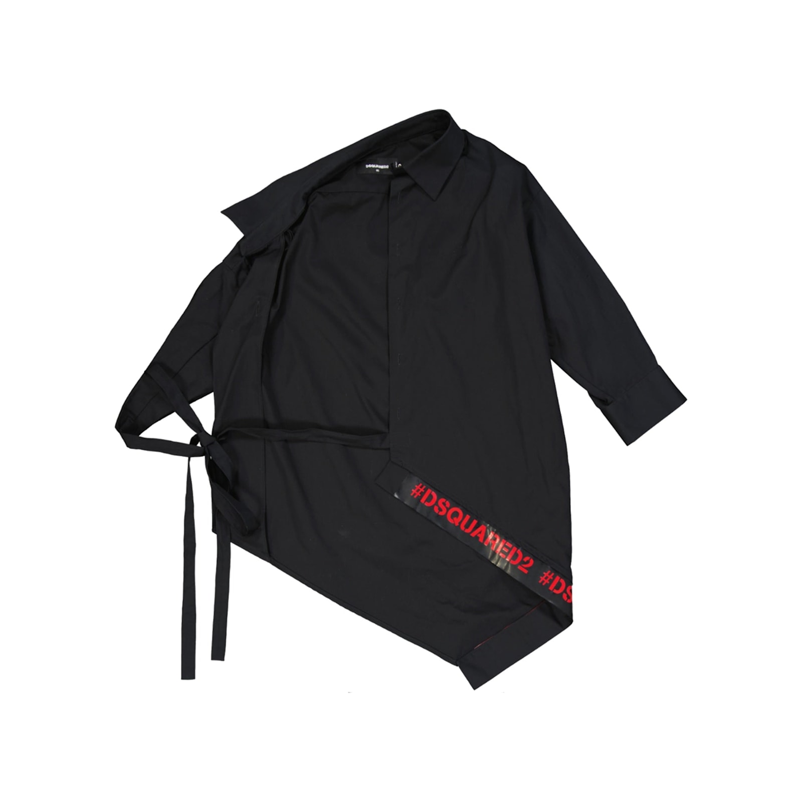 Dsquared2 Asymmetric Black Cotton Suit In Black