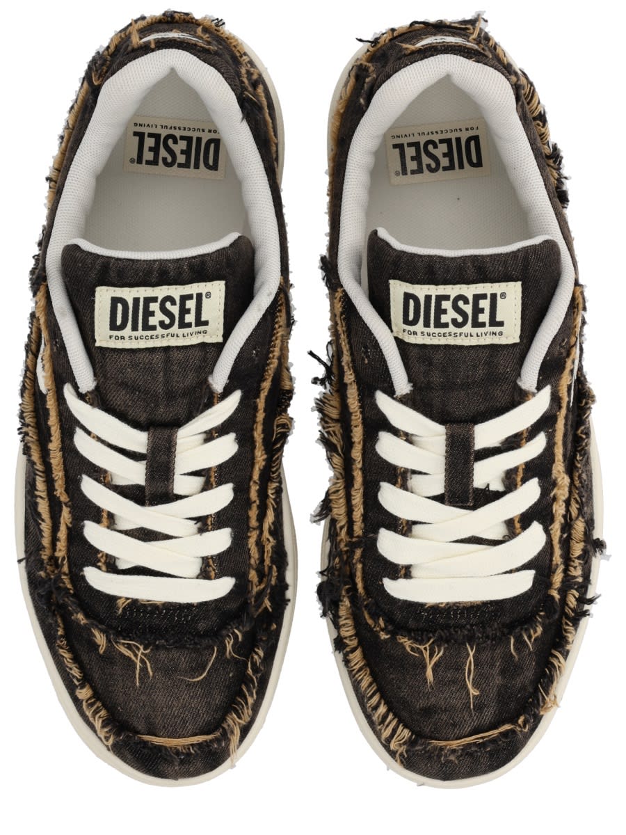 Diesel Casual Low-top Sneakers Frayed Detail In Black