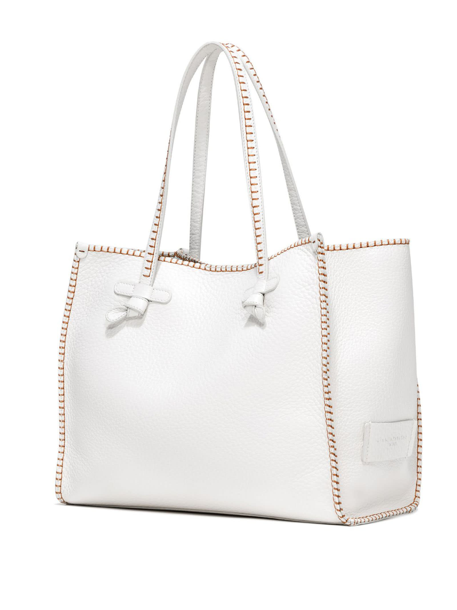 Shop Gianni Chiarini White Soft Leather Shopping Bag
