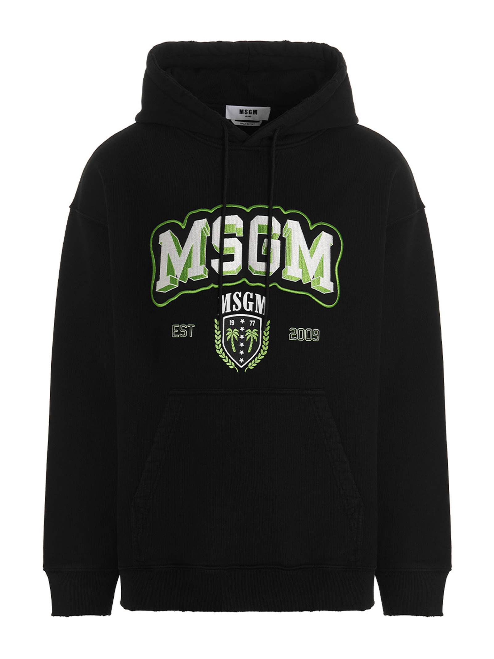 Shop Msgm College Hoodie In Black