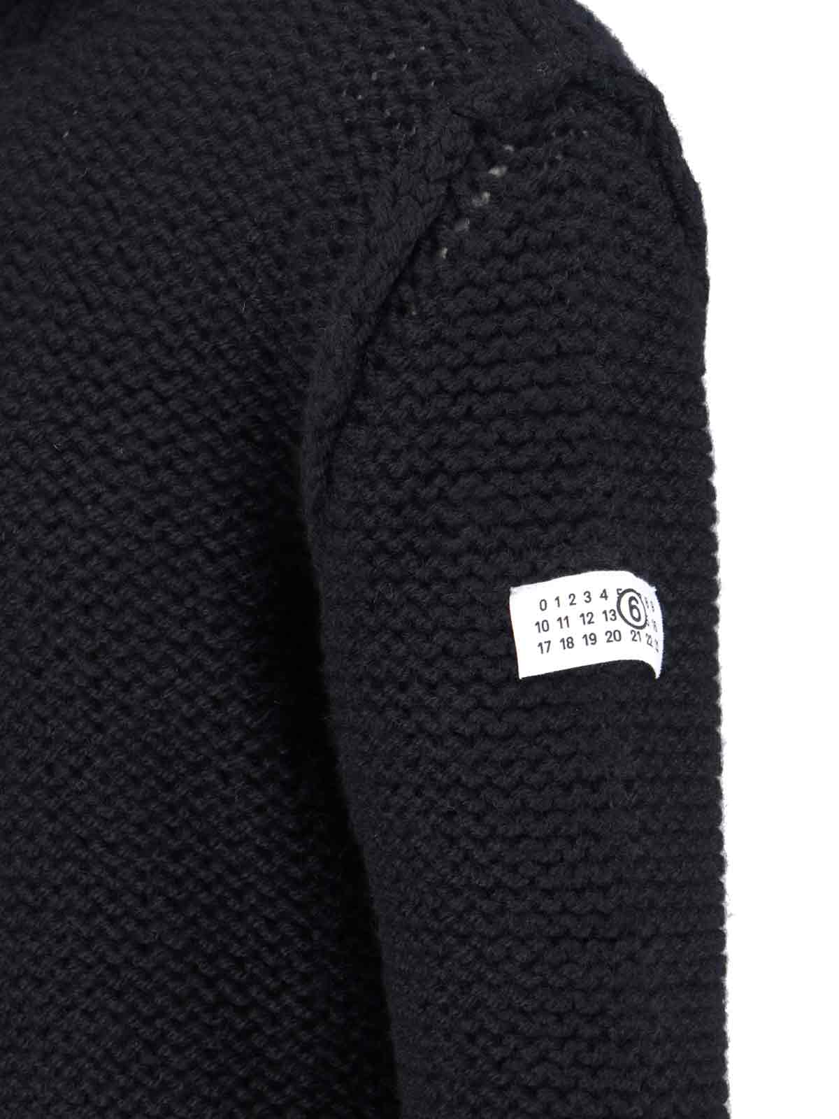 Mm6 Maison Margiela Mm6 By Maison Margiela Knitted Black Sweater With High Collar And Ribbed Finishes In Black