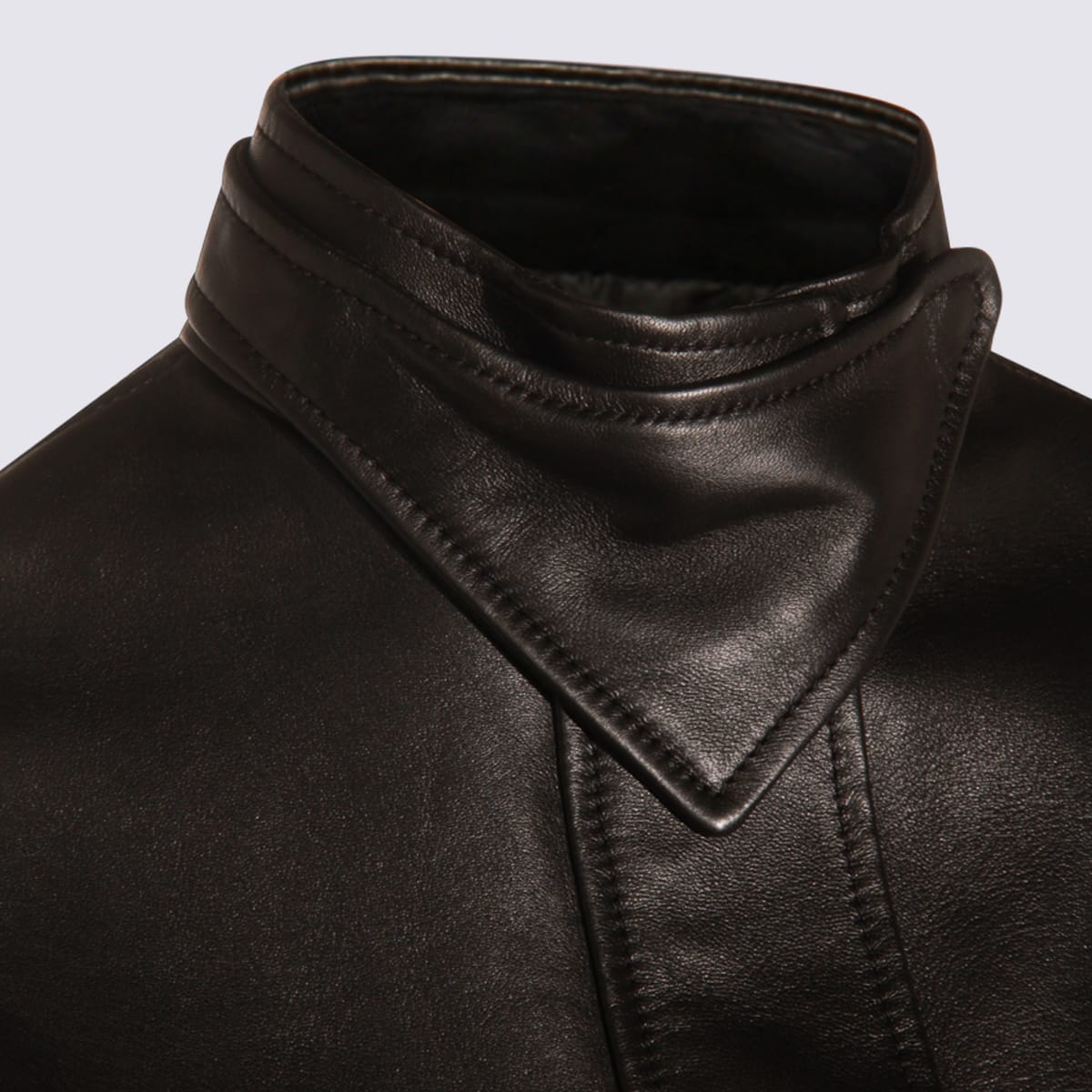Alaïa Womens Noir Alaia Peplum Band-collar Leather Jacket In Black