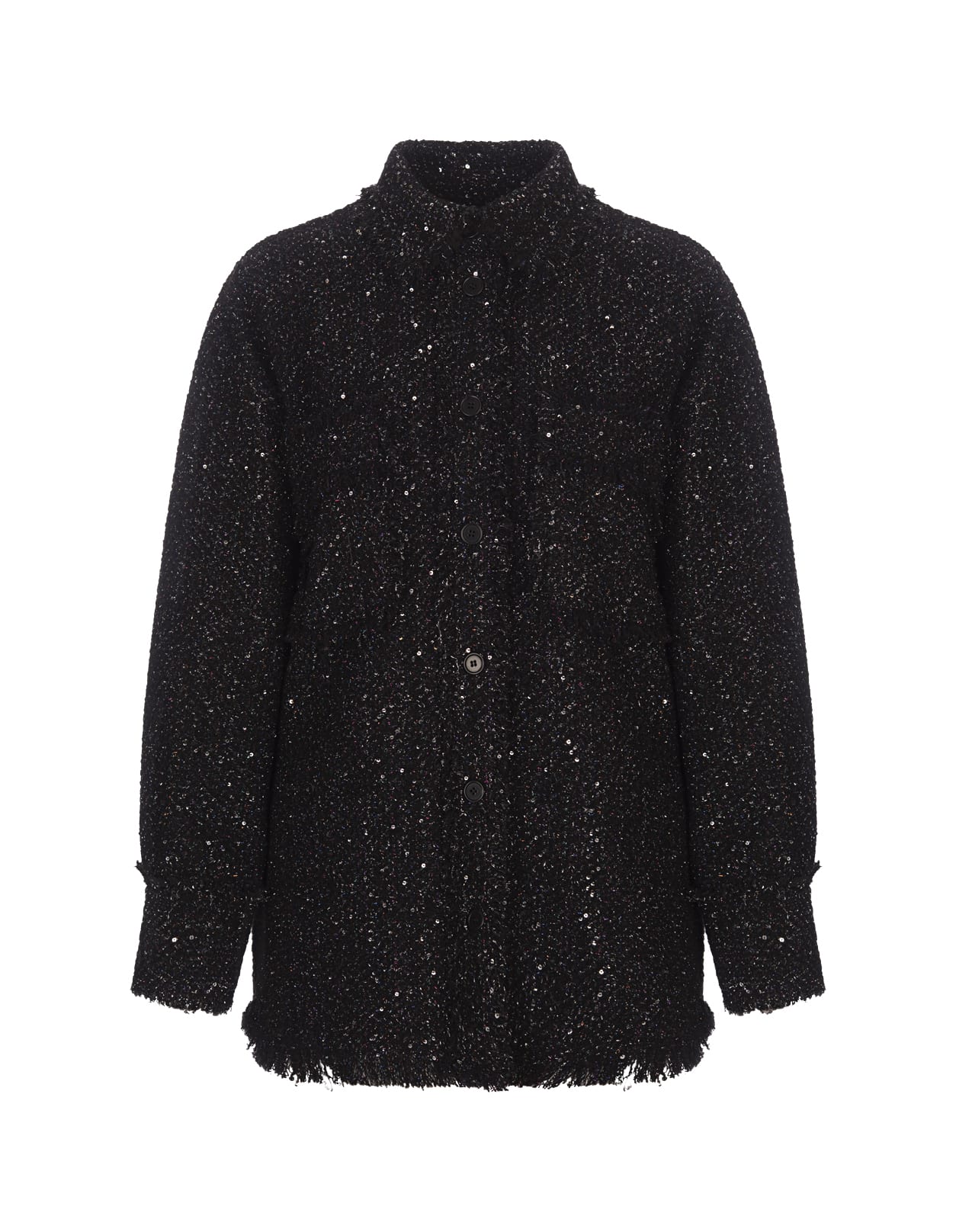 Shop Msgm Black Lurex Tweed Shirt