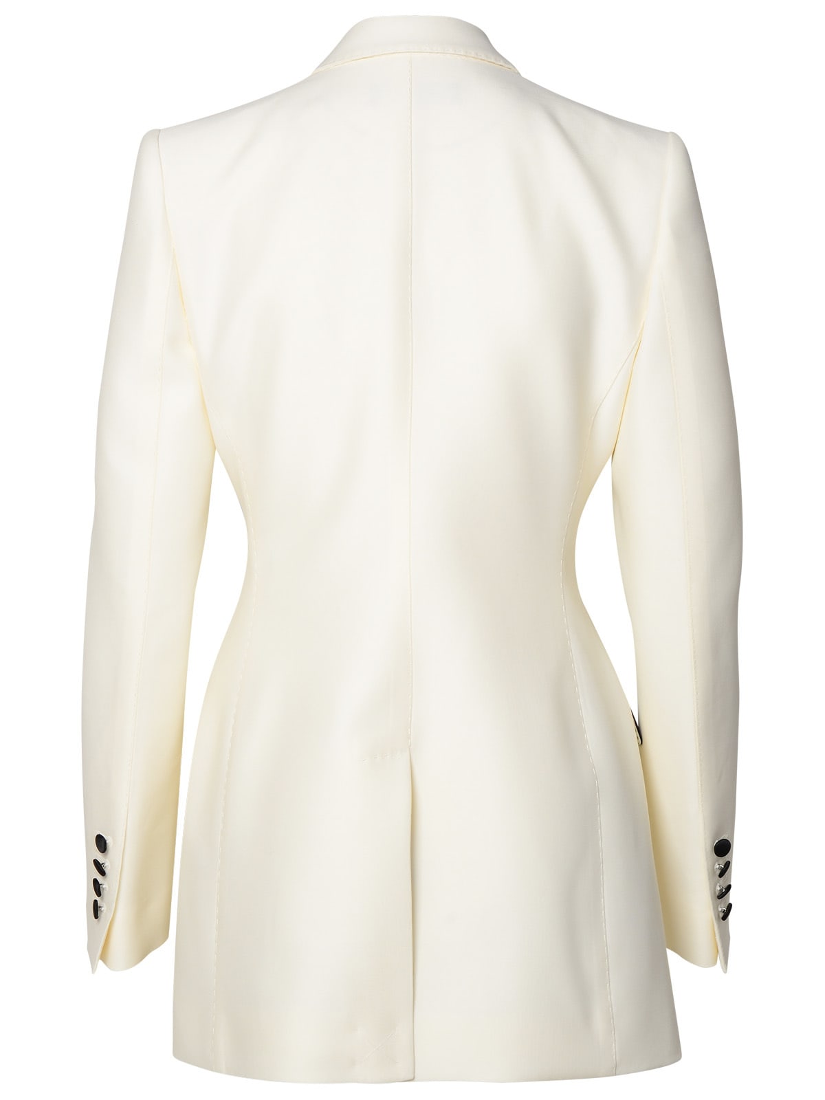 Shop Dolce & Gabbana White Wool Blend Blazer In Bianco/nero