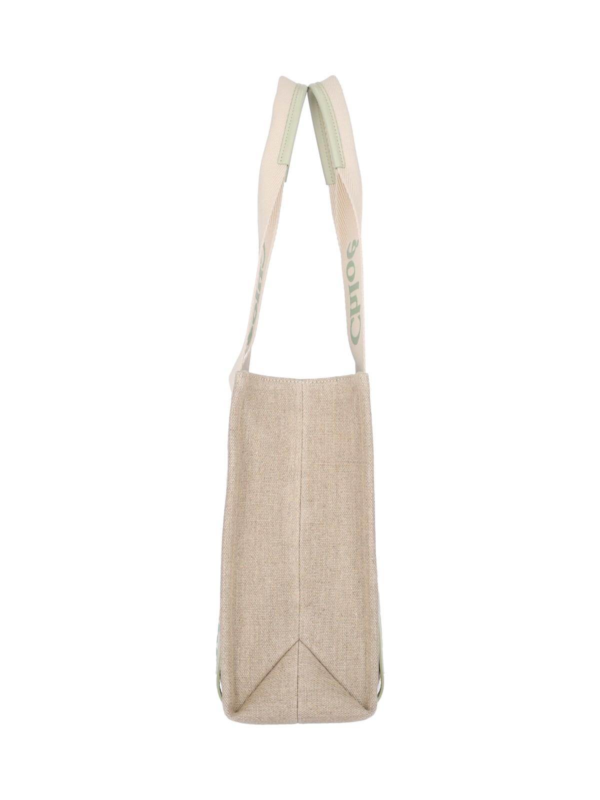 Shop Chloé Woody Medium Tote Bag In Beige