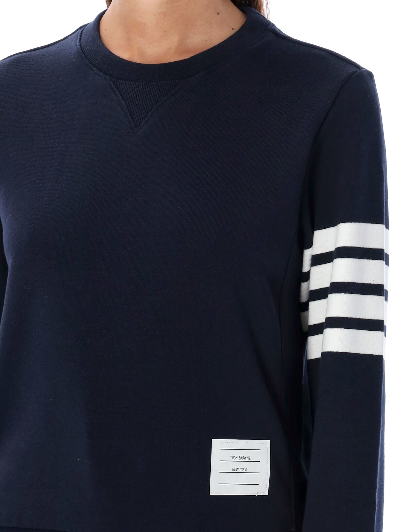 Shop Thom Browne Crewneck Sweatshirt In Navy