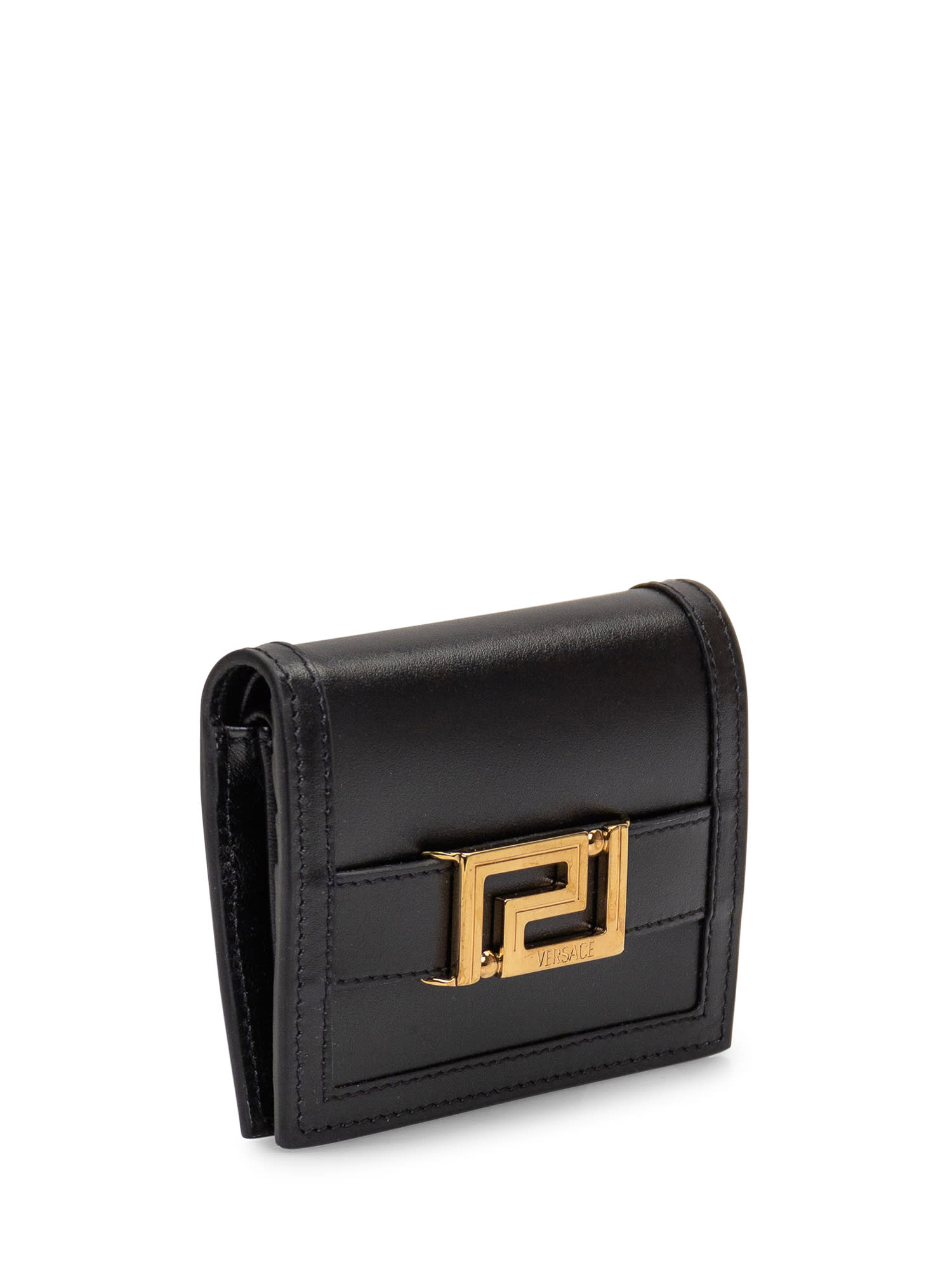 Shop Versace Greca Goddess Wallet In Nero-oro