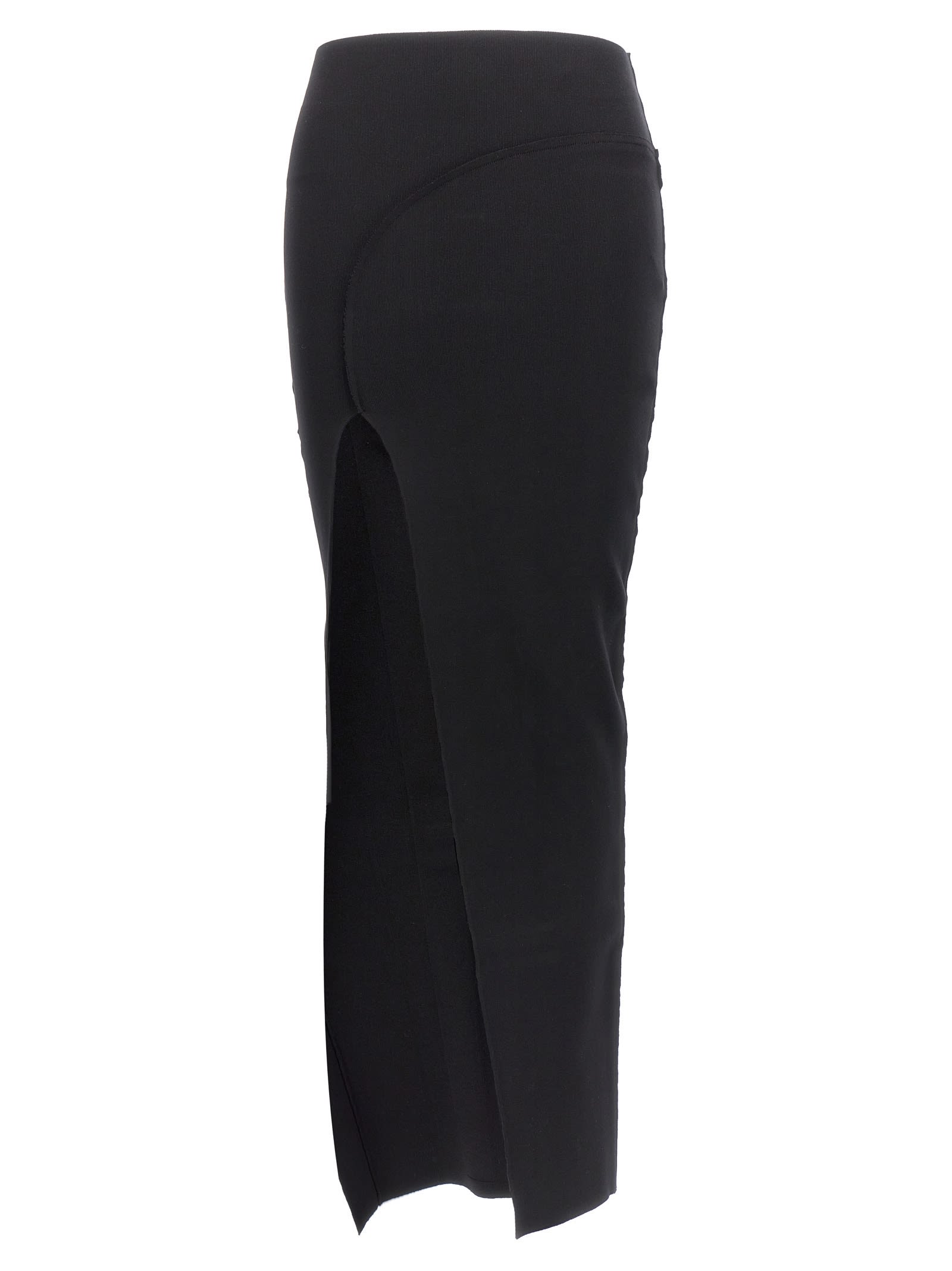 Rick Owens 'theresa' Maxi Black Skirt With Wide Split At The Front In Viscose Blend Woman In Black