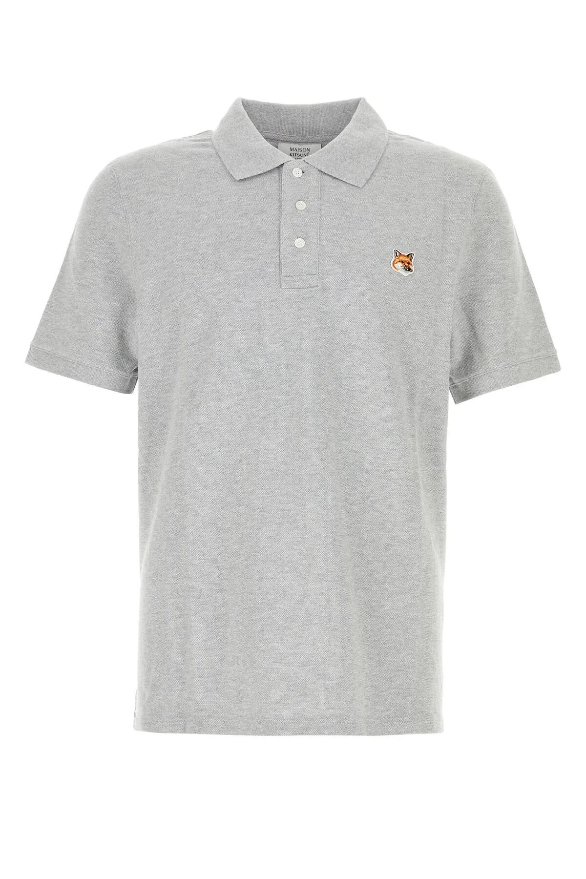 Shop Maison Kitsuné Grey Piquet Polo Shirt