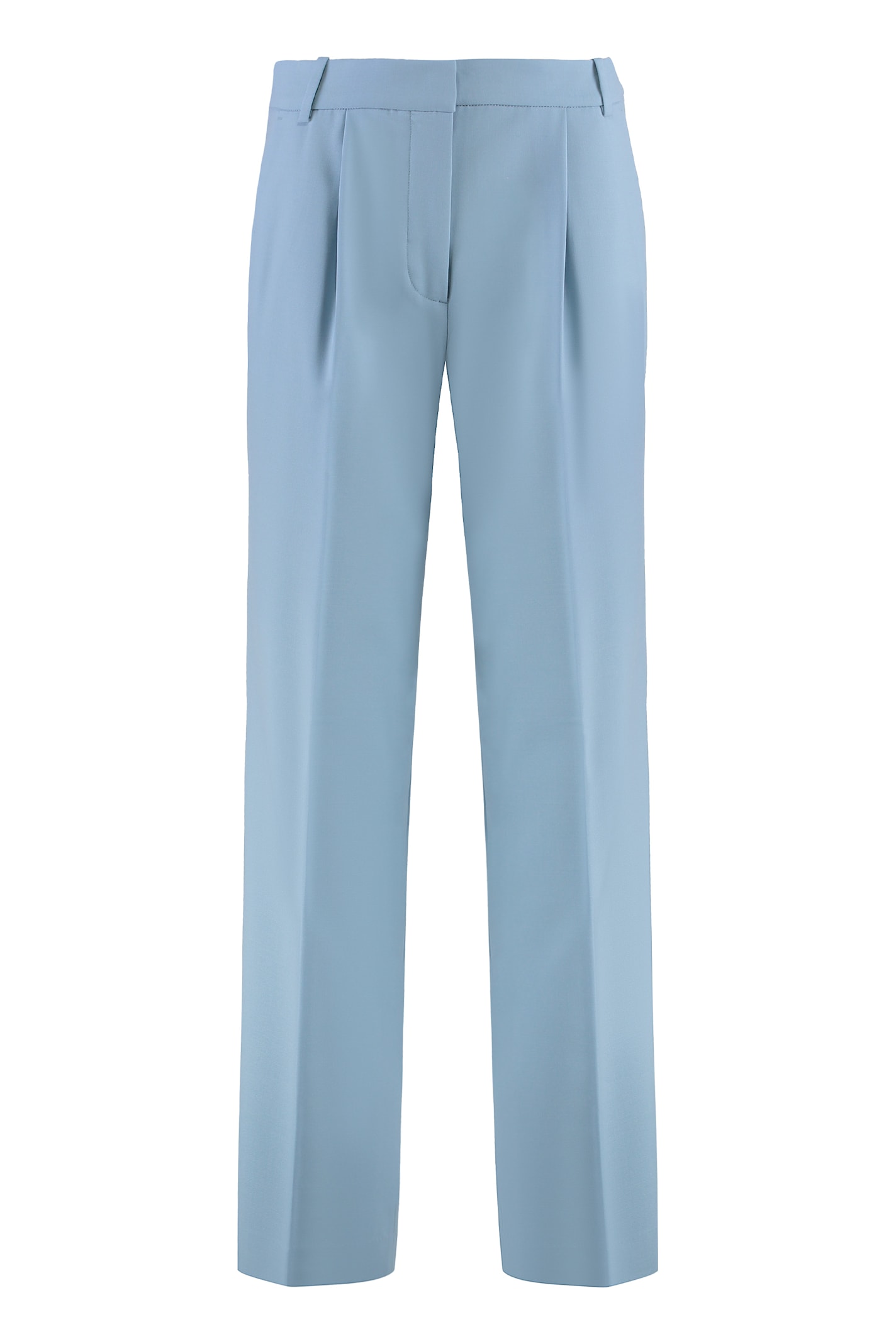 Calvin Klein Wool Blend Wide-leg Trousers In Light Blue