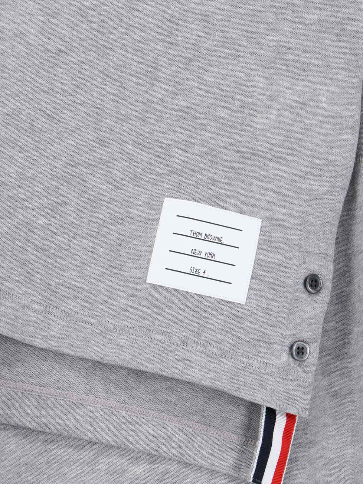 Shop Thom Browne Tricolor Detail T-shirt In Gray