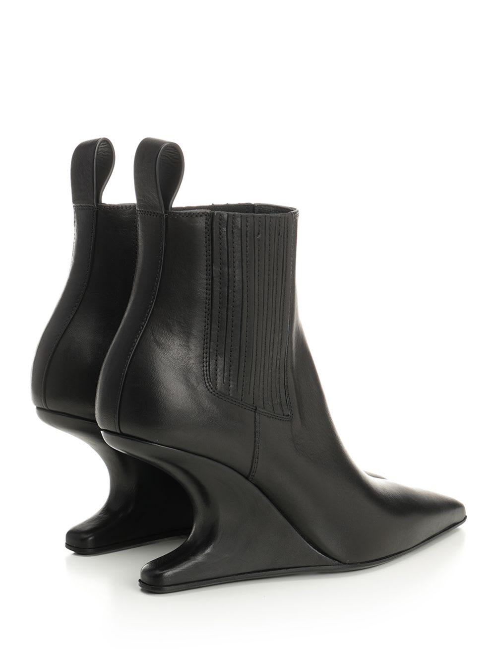Rick Owens Ankle Boot With Pointed Toe And Sculptural Heel In Black