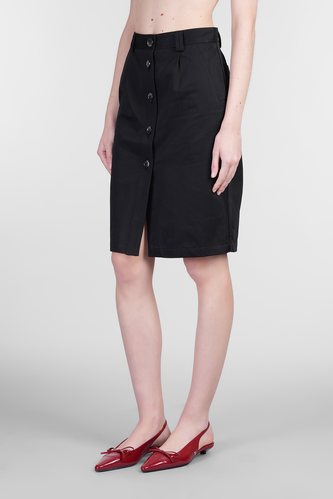 ANINE BING ZAIRE SKIRT IN BLACK COTTON