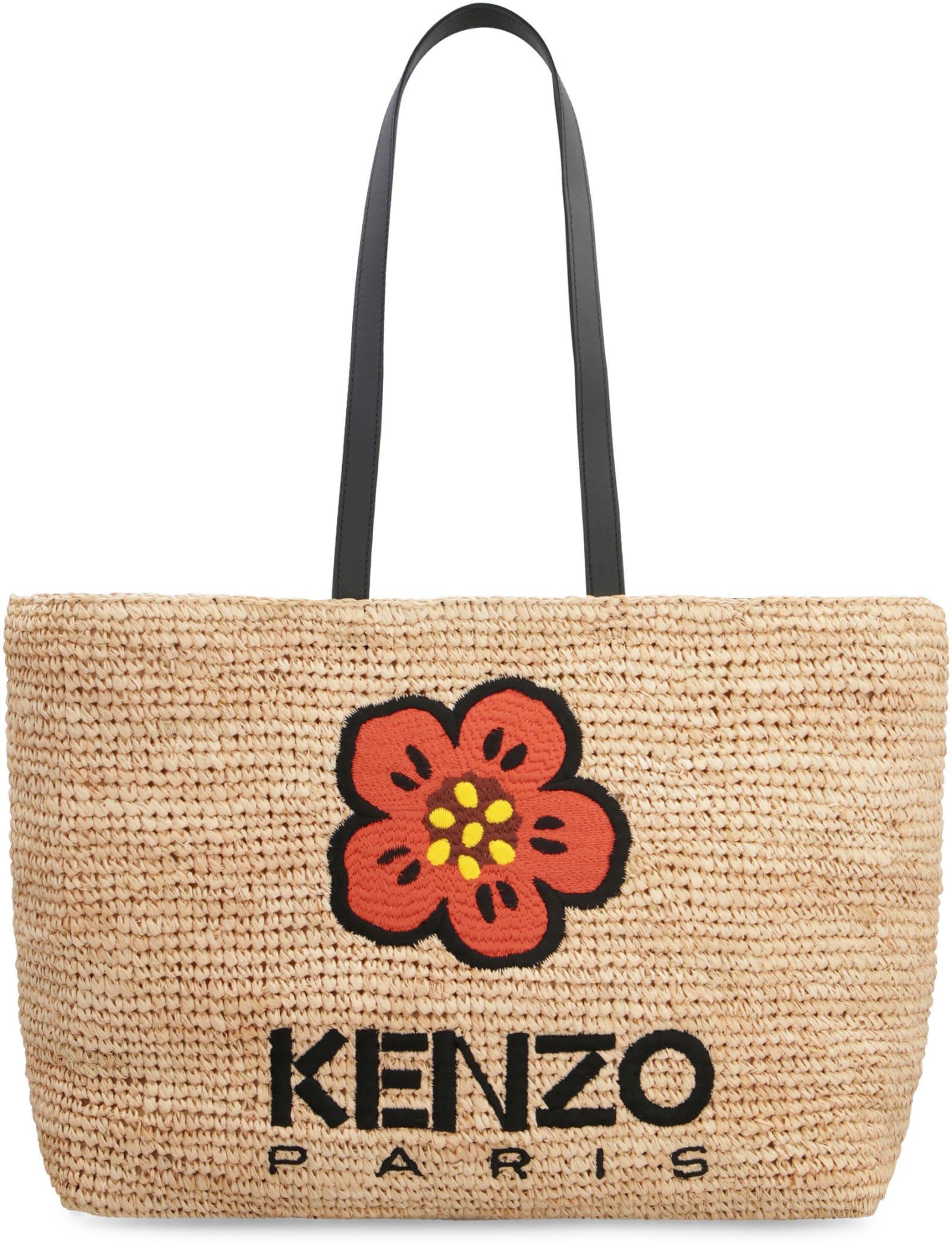 Shop Kenzo Raffia Tote Bag In Beige
