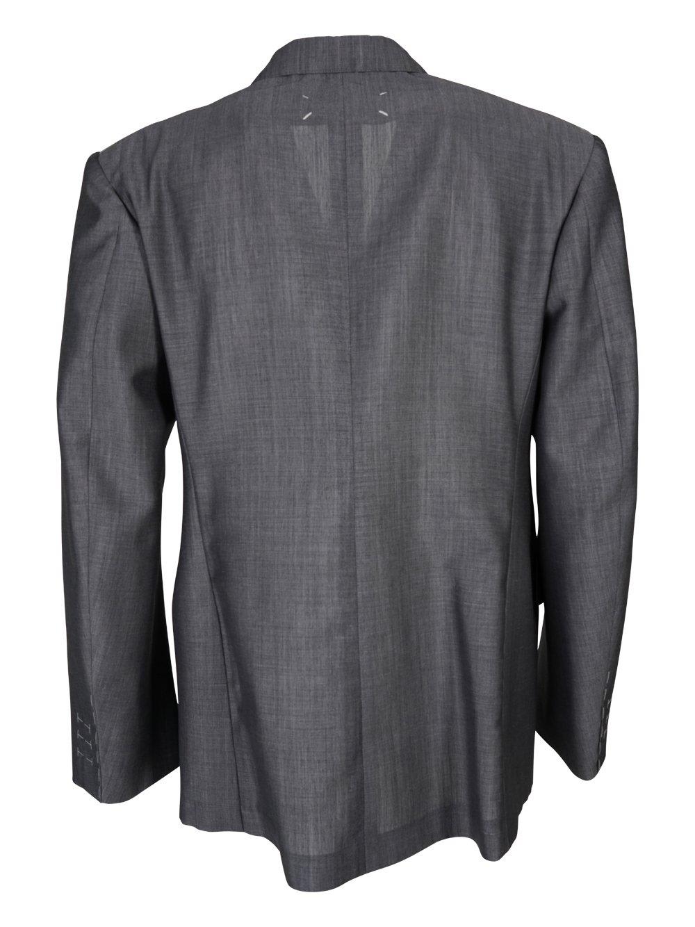 Shop Maison Margiela Double Breasted Tailored Blazer In Grey