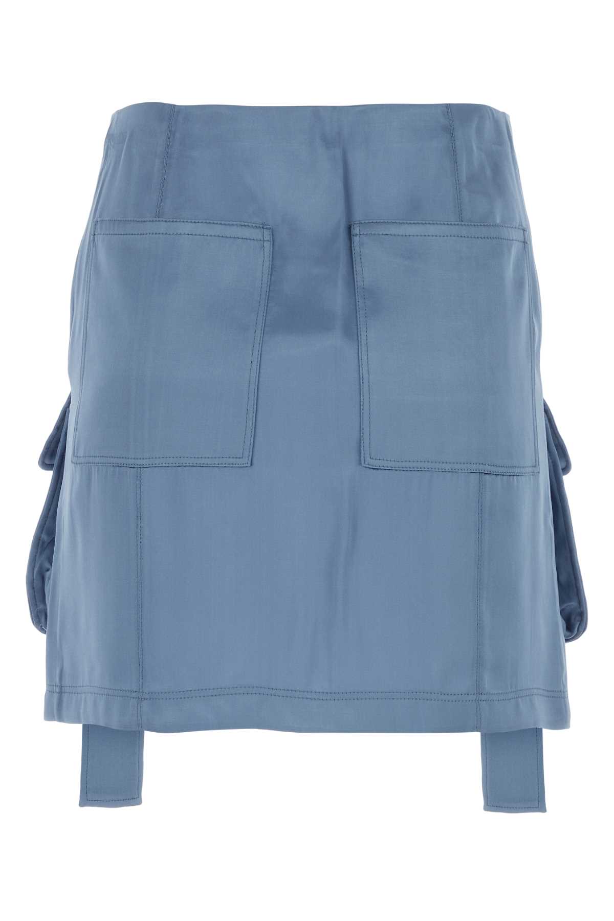 Fendi Cerulean Blue Satin Mini Skirt In Perfect