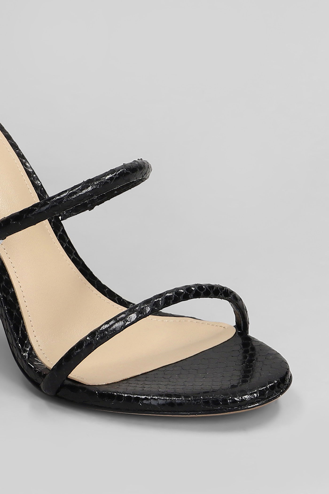 Lola Cruz Greta 95 Sandals In Black Leather In Multi