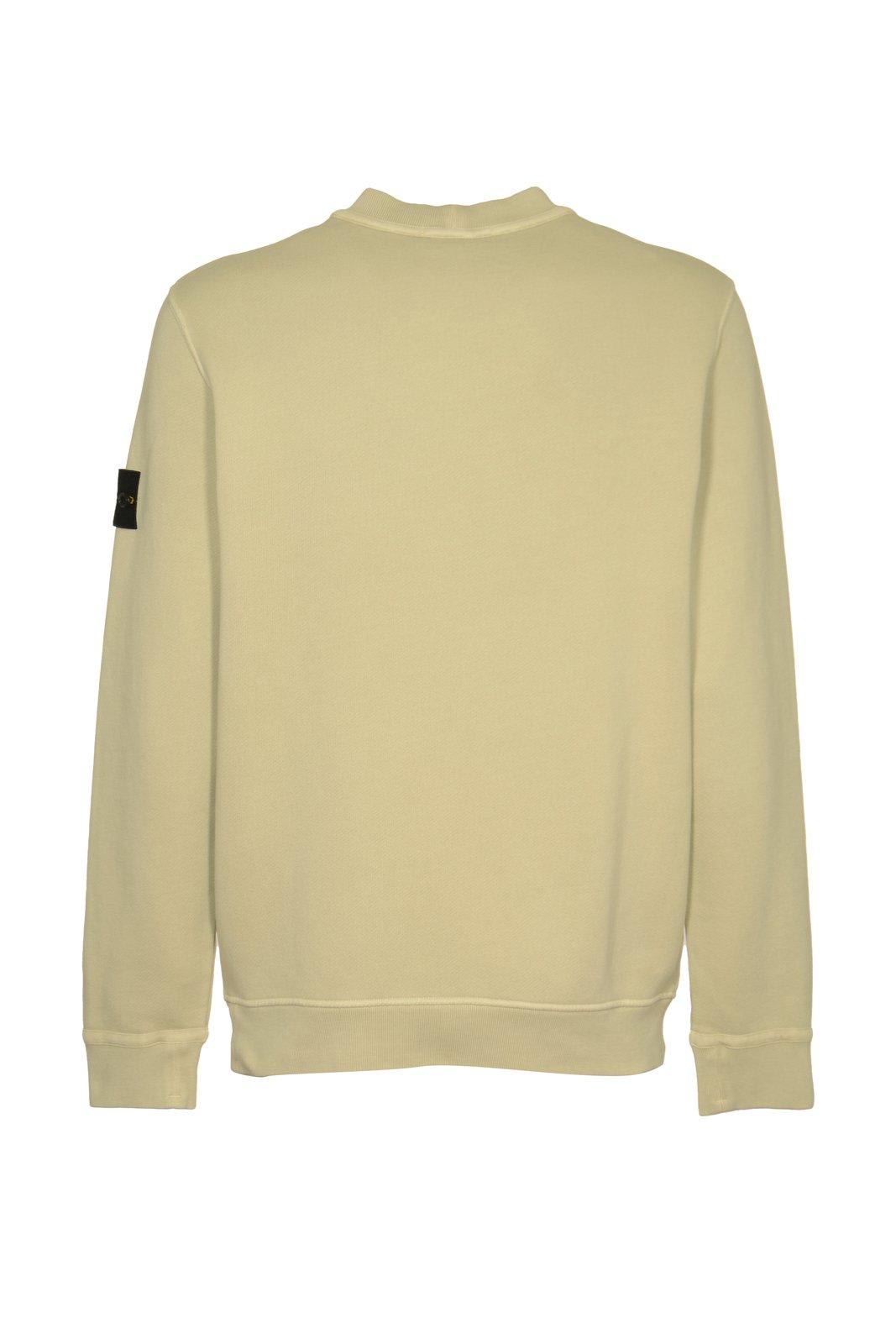 Shop Stone Island Logo-patch Crewneck Sweatshirt In Plaster