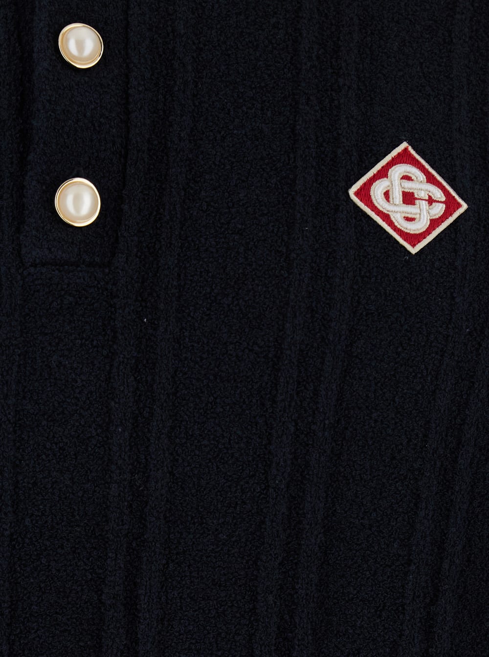 Casablanca Men Black Polo Shirt With Classic Collar And Logo Patch On The Front In Cotton Blend Man In Black