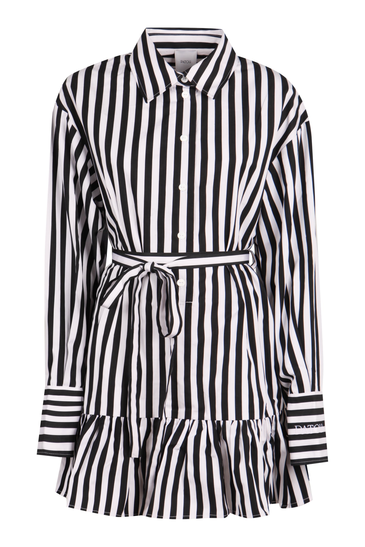Shop Patou Striped Cotton Shirtdress In Black