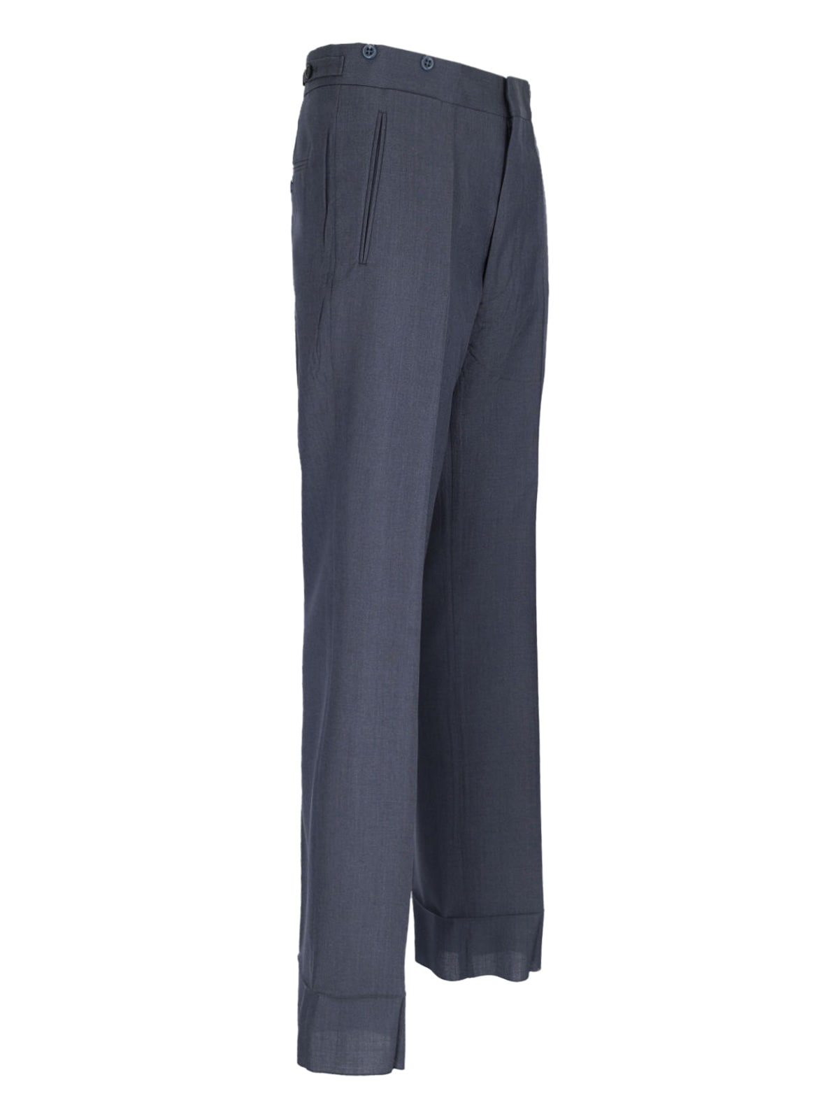 Prada Wide Grey Mohair And Silk Trousers Men In Blue