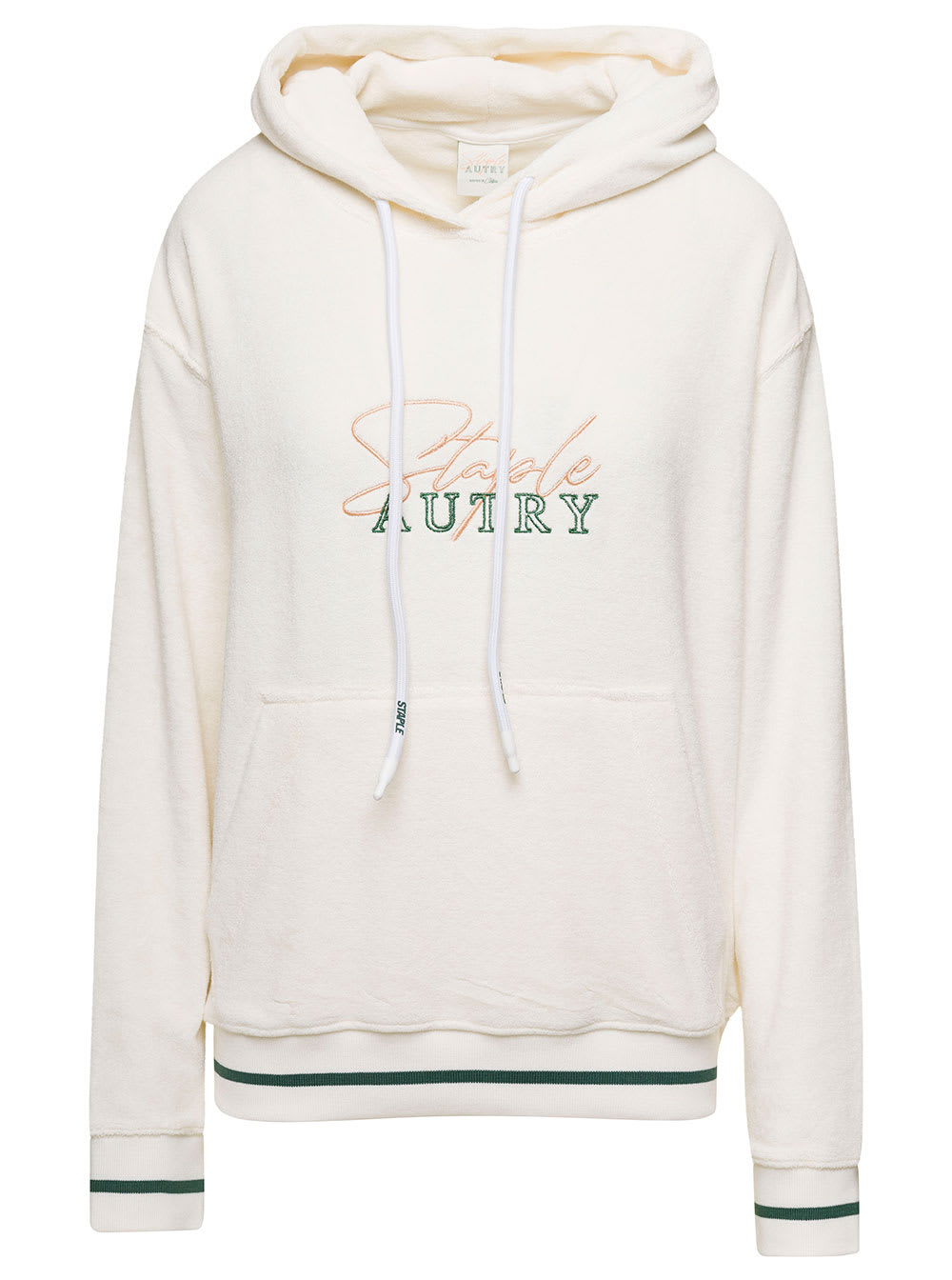 Shop Autry White Hoodie With Logo X Staple Embroidery In Cotton Man