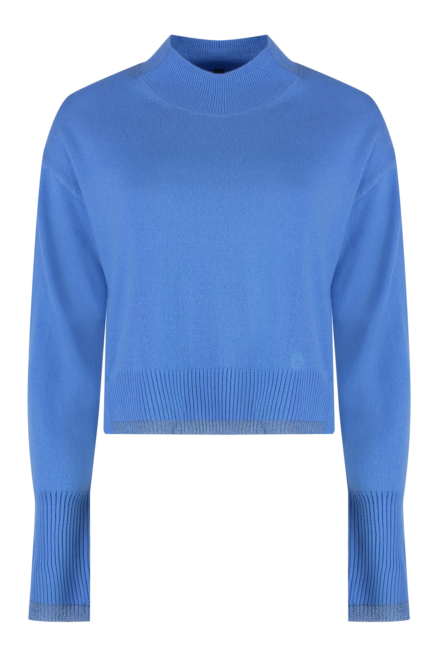 Pinko Wool And Cashmere Cropped Sweater In Light Blue