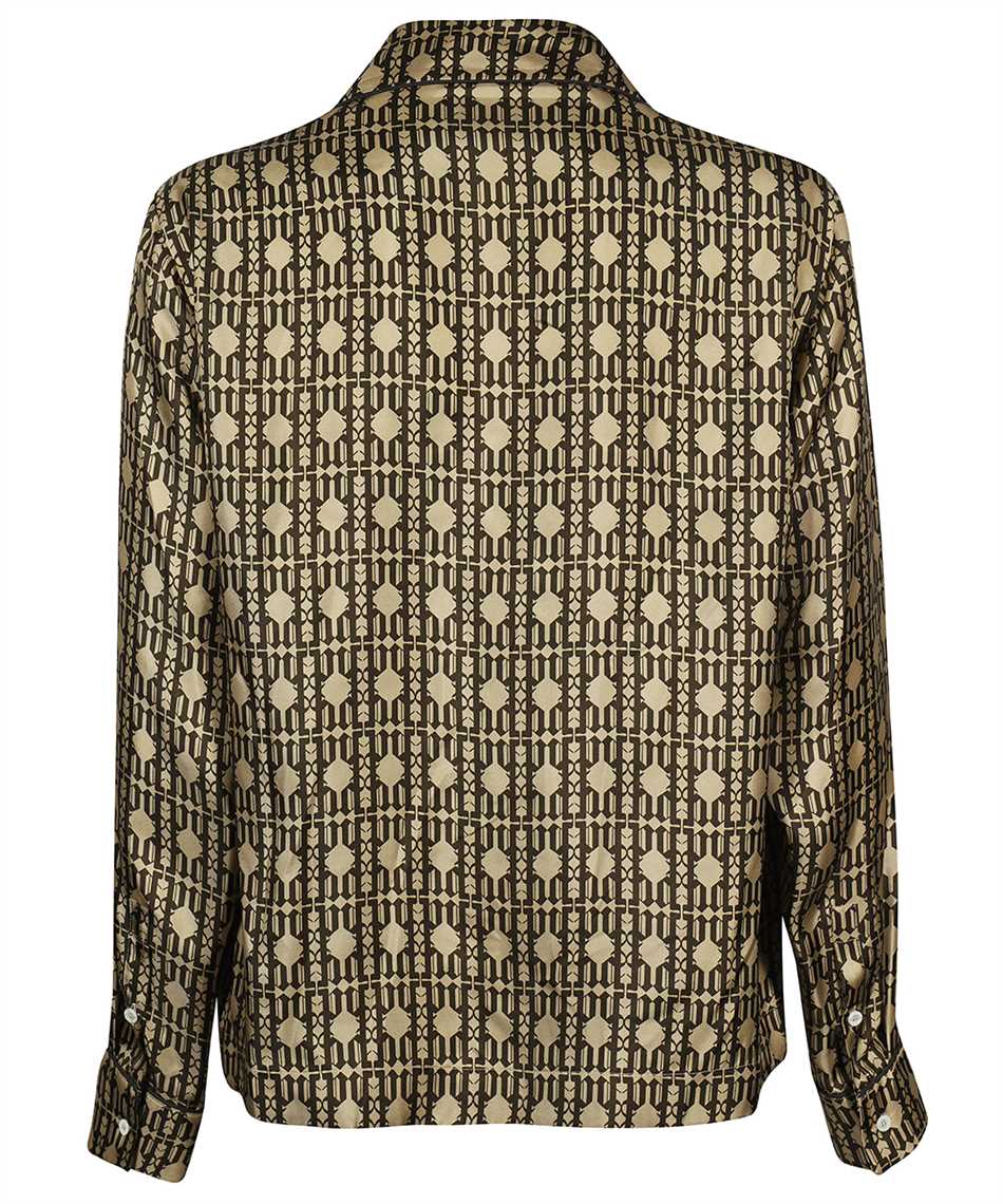 Shop Palm Angels Printed Silk Pajama Blouse In Beige