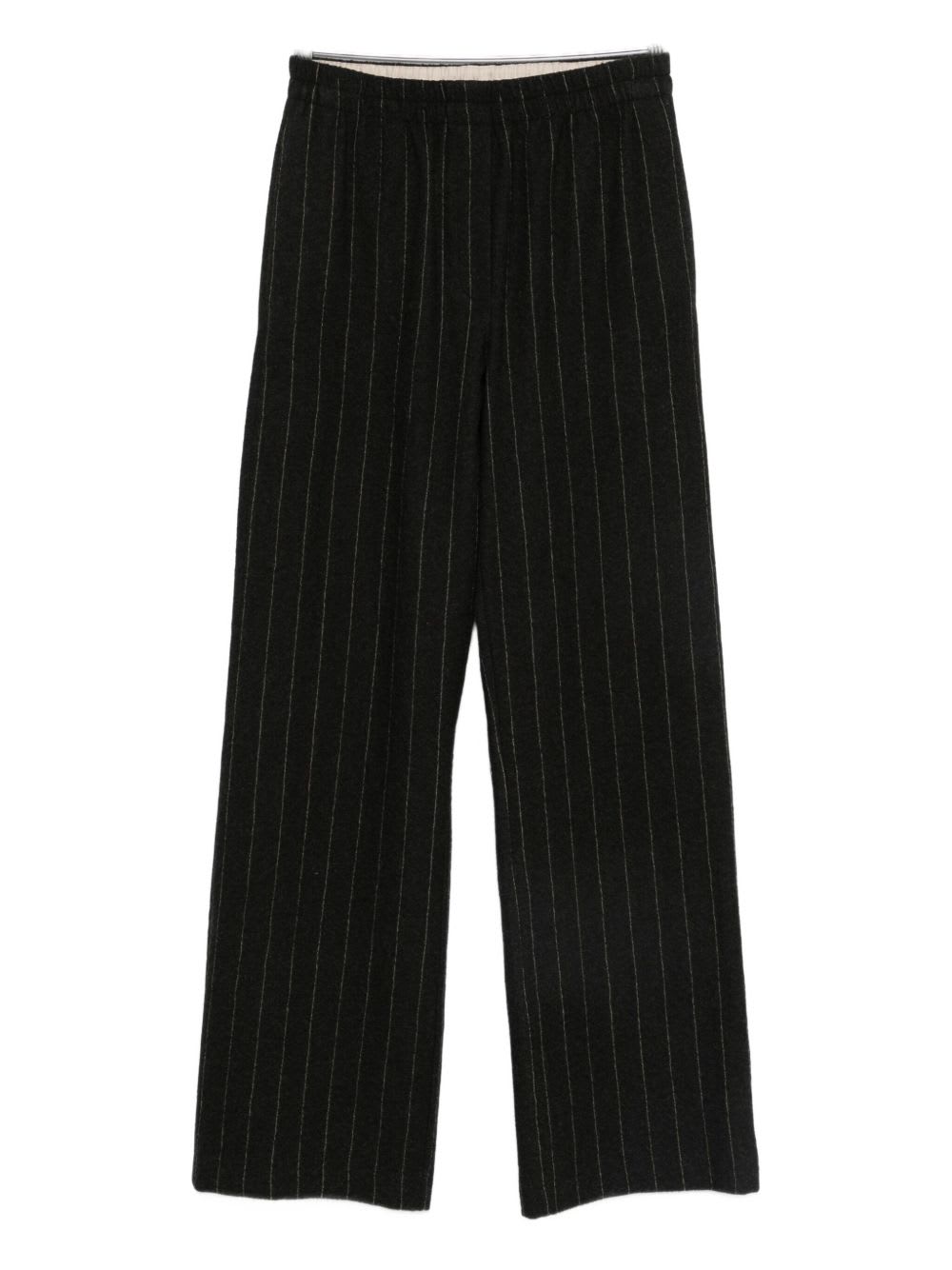 Alysi Wide-leg Striped Casual Pants In Black