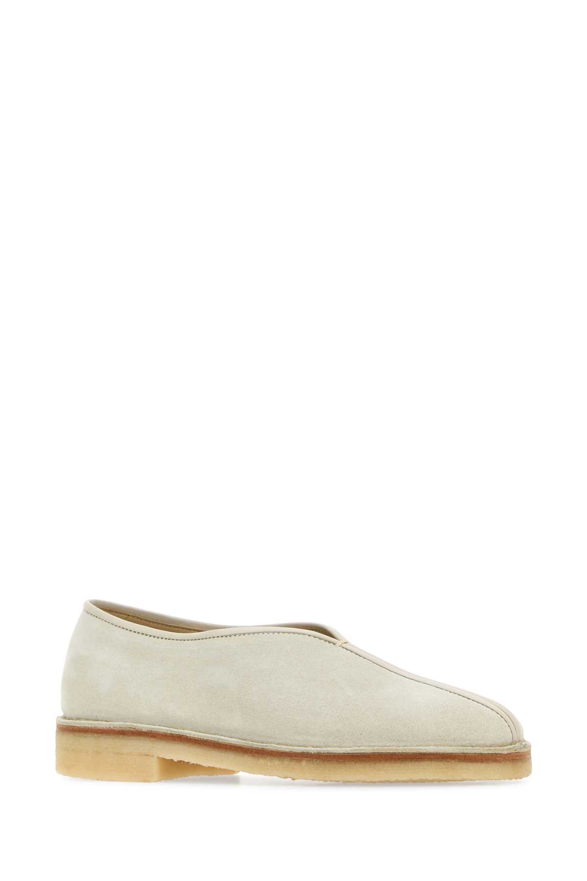 Shop Lemaire Chalk Suede Piped Ballerinas In Ligpelgre