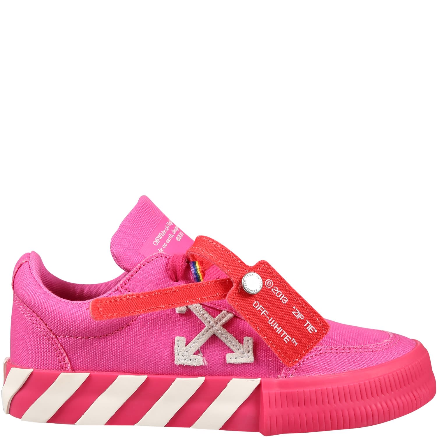 Off-White Fuchsia Sneakers For Girl With Iconic Arrows