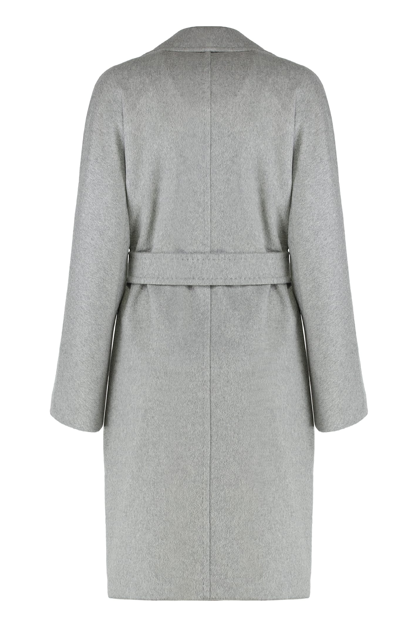 Max Mara Studio Double-breasted Coat In Cashmere Blend In Gray