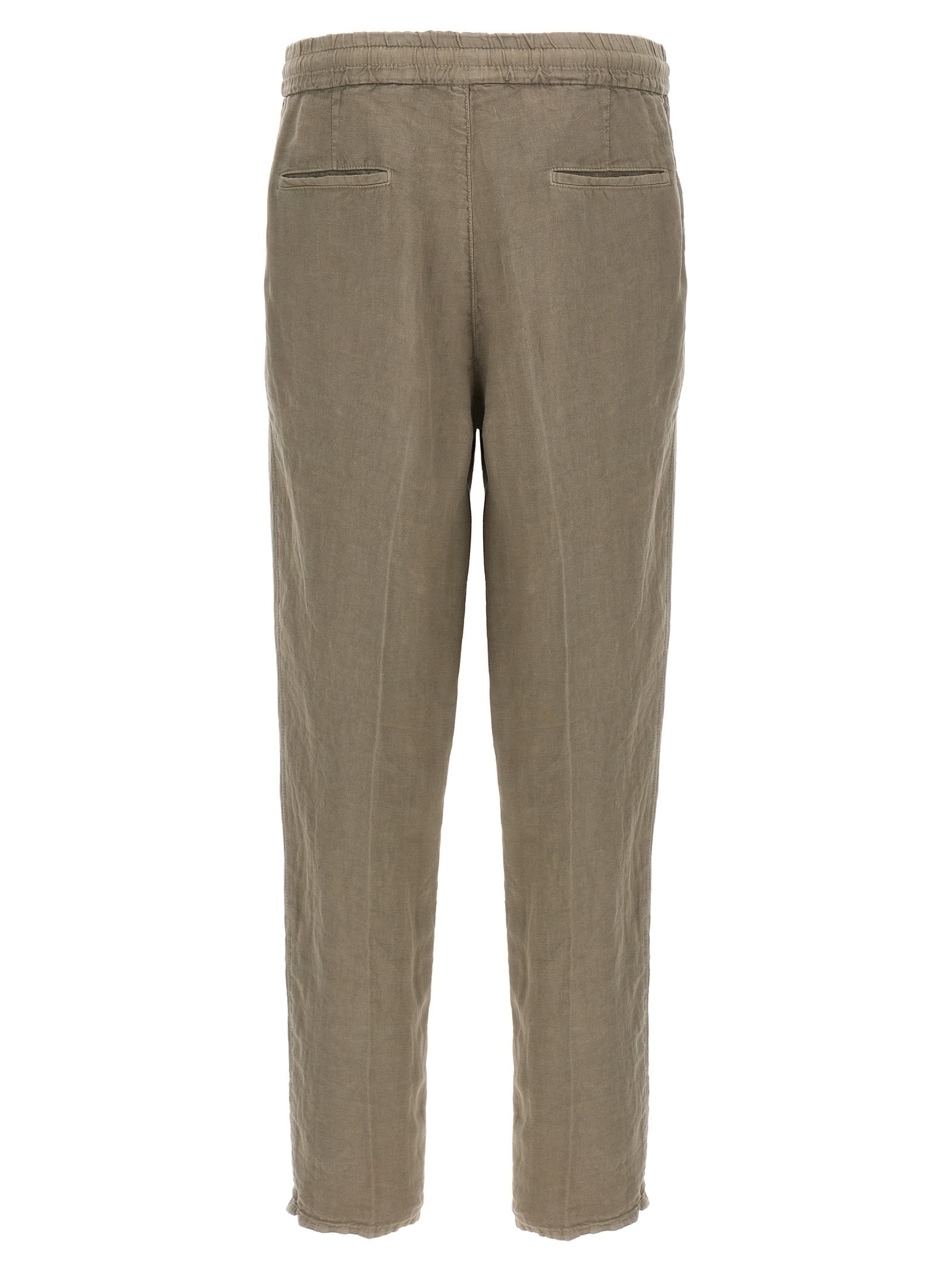 Brunello Cucinelli Garment-dyed Linen Trousers With Adjustable Waist