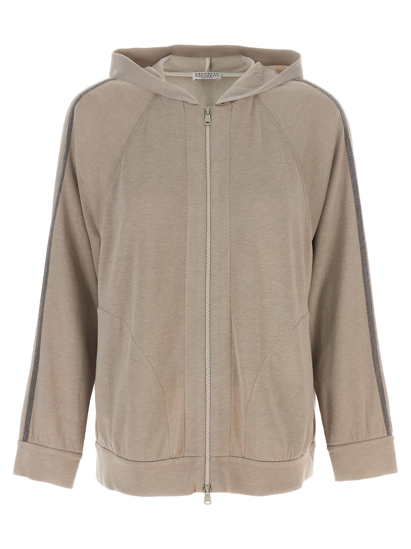 Shop Brunello Cucinelli Monile Hoodie In Quarzo