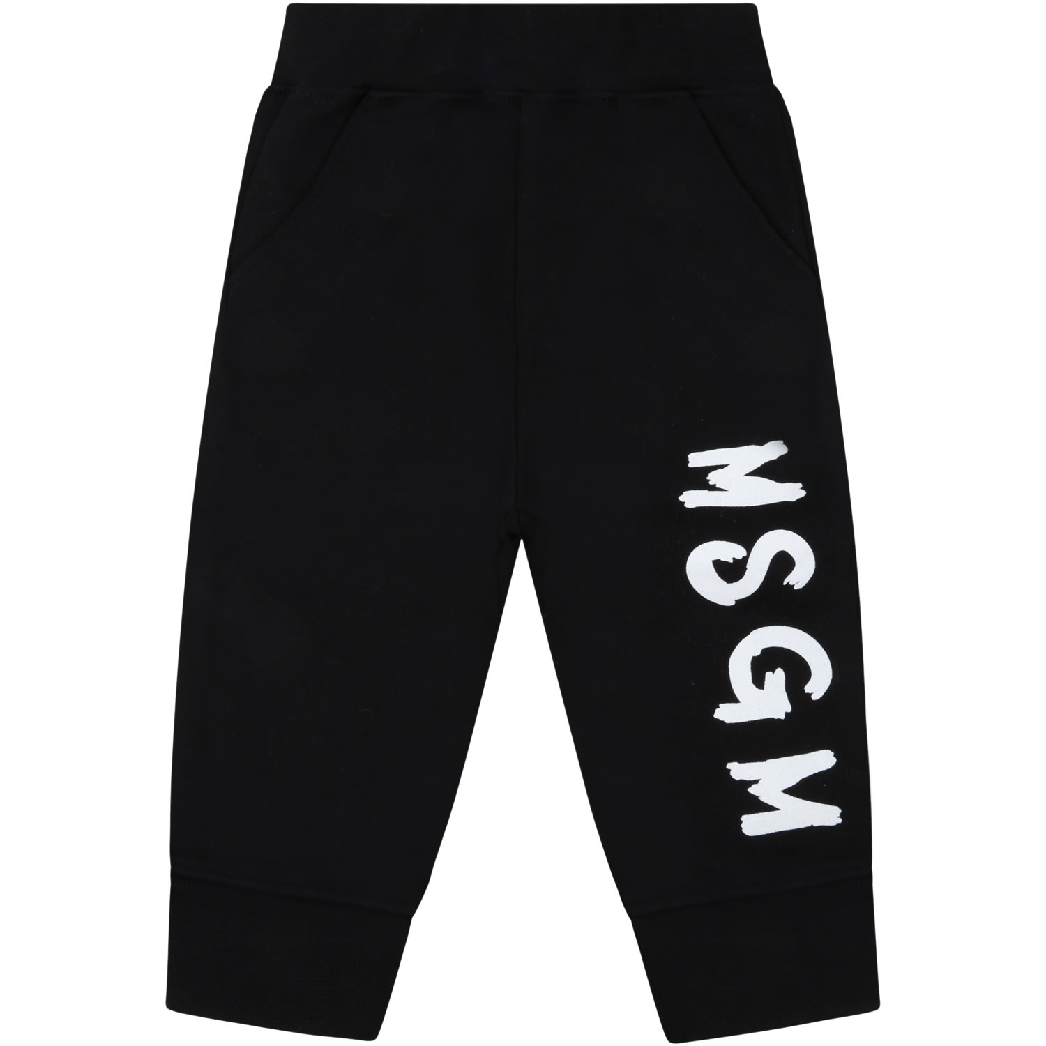 MSGM Black Sweatpant For Baby Kids With Logo