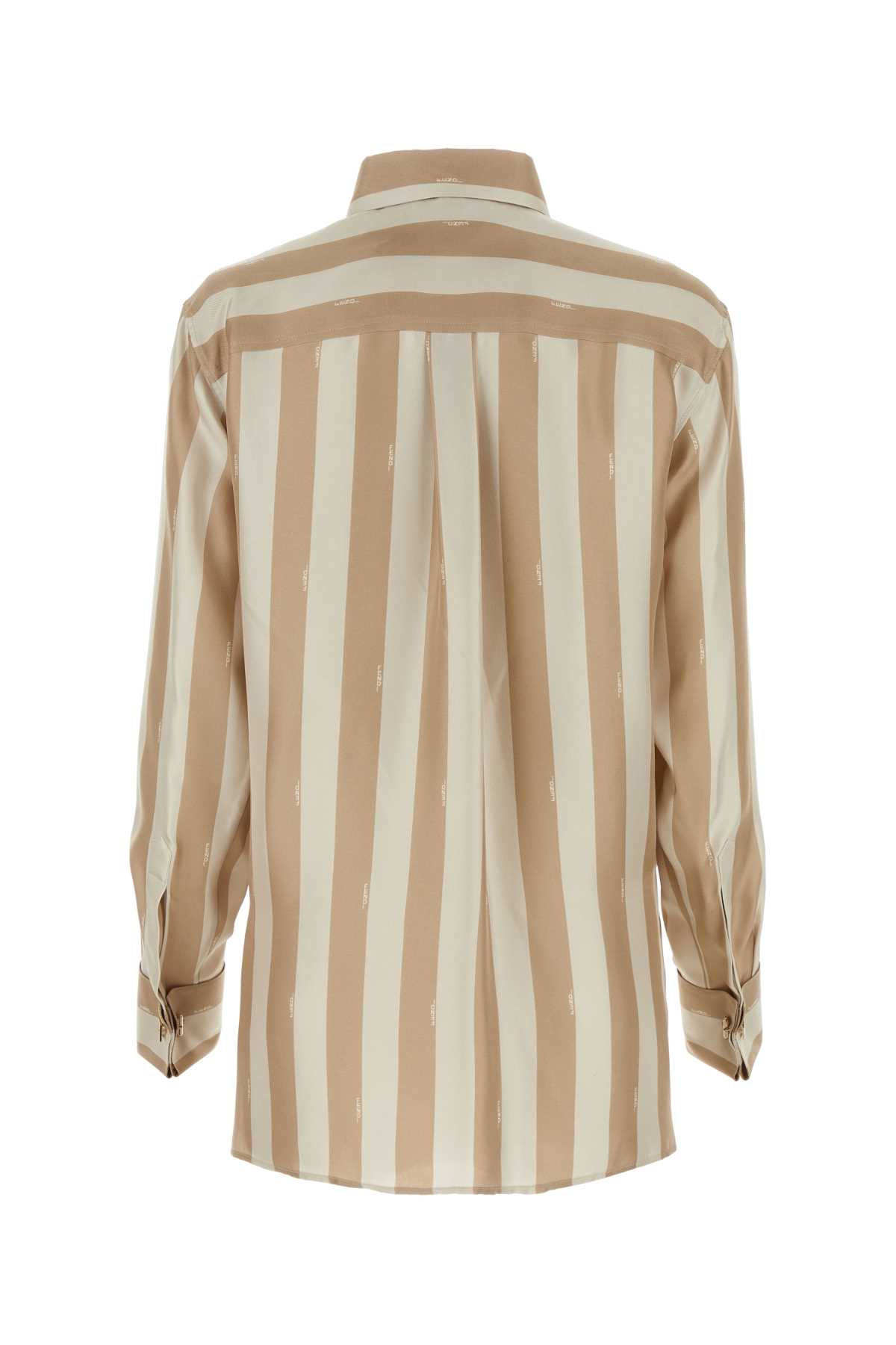 Shop Fendi Printed Silk Blouse In Linendesertsand