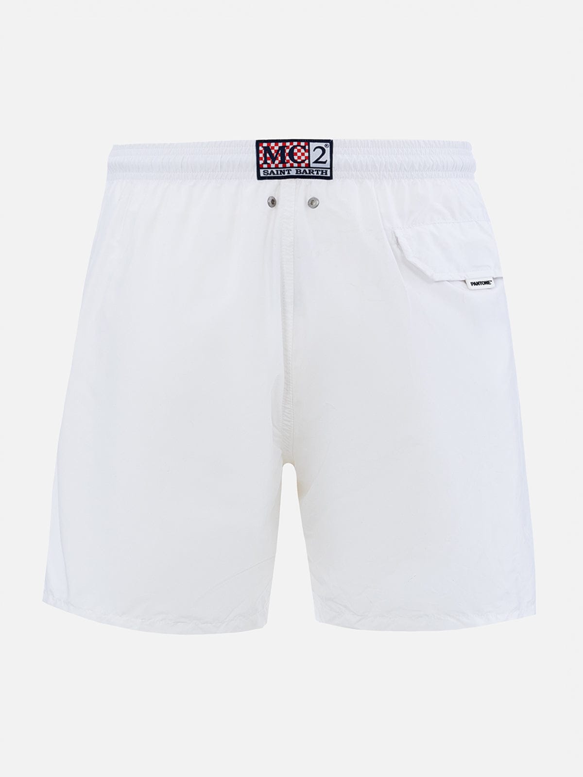 Mc2 Saint Barth Man Lightweight Fabric White Swim-shorts Lighting Pantone Pantone Special Edition In White