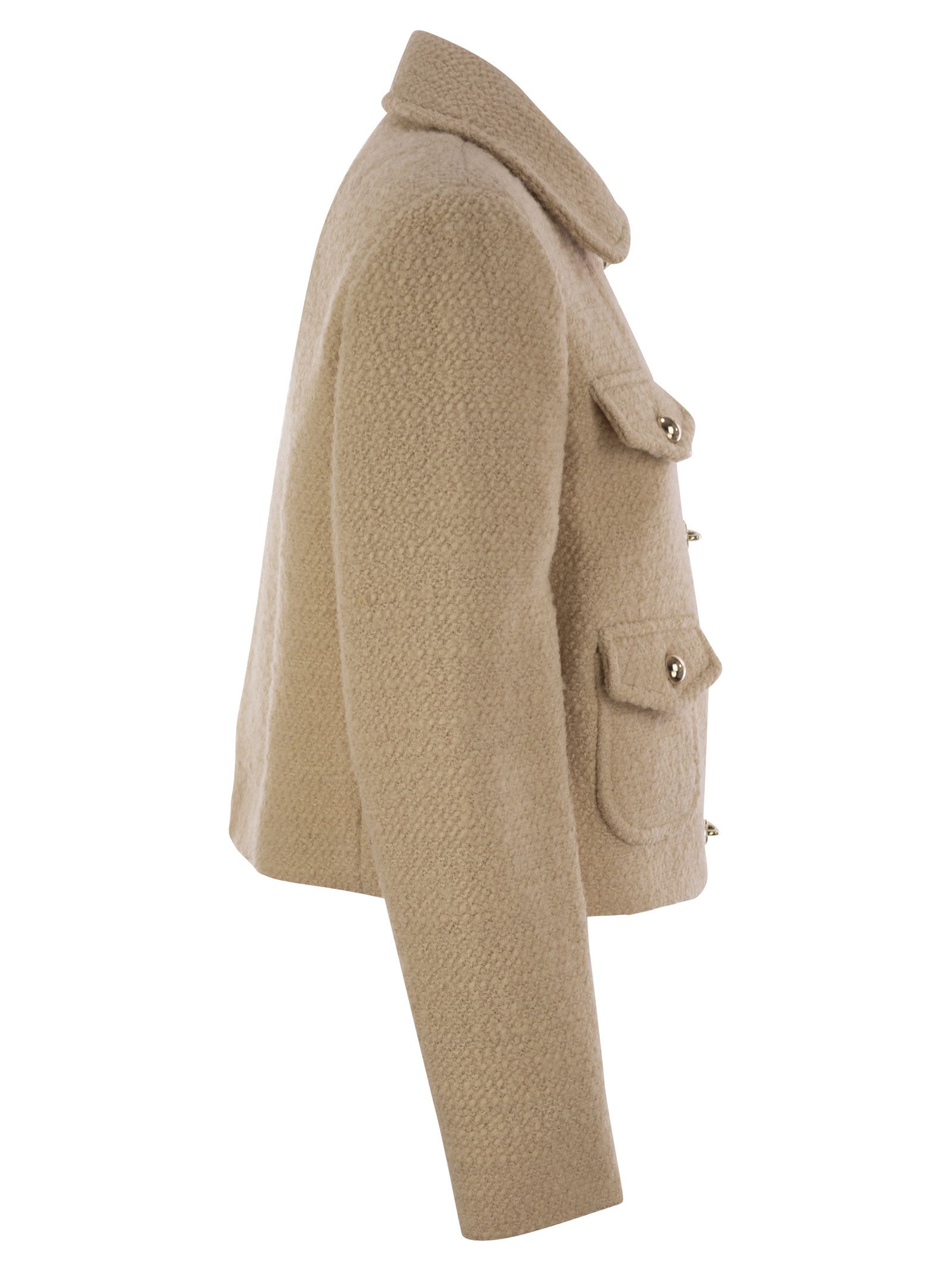 Fay 3-hook Wool Jacket In Beige
