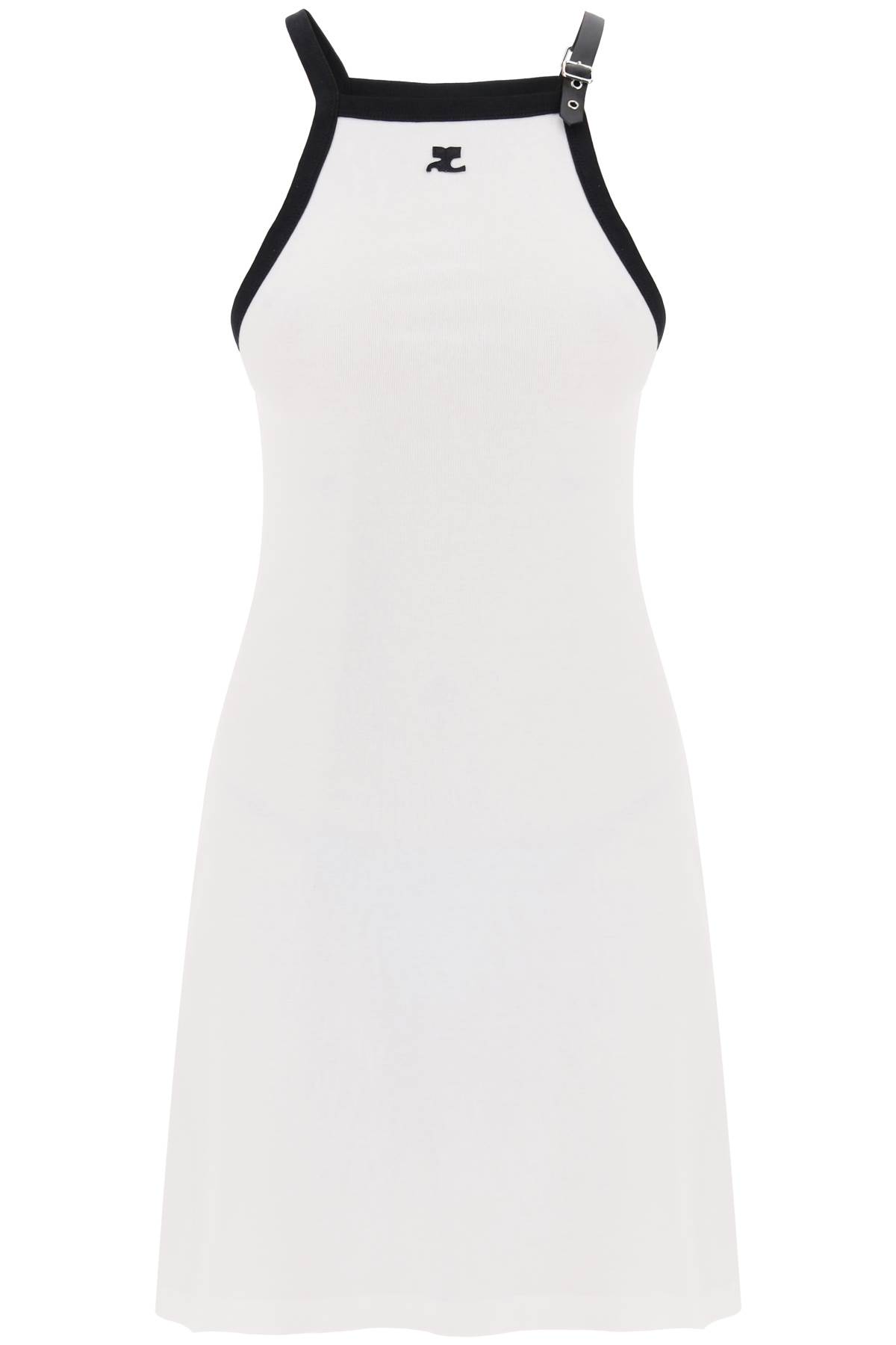 Shop Courrèges Bicolor Jersey Mini Dress In In Heritage White Black (white)