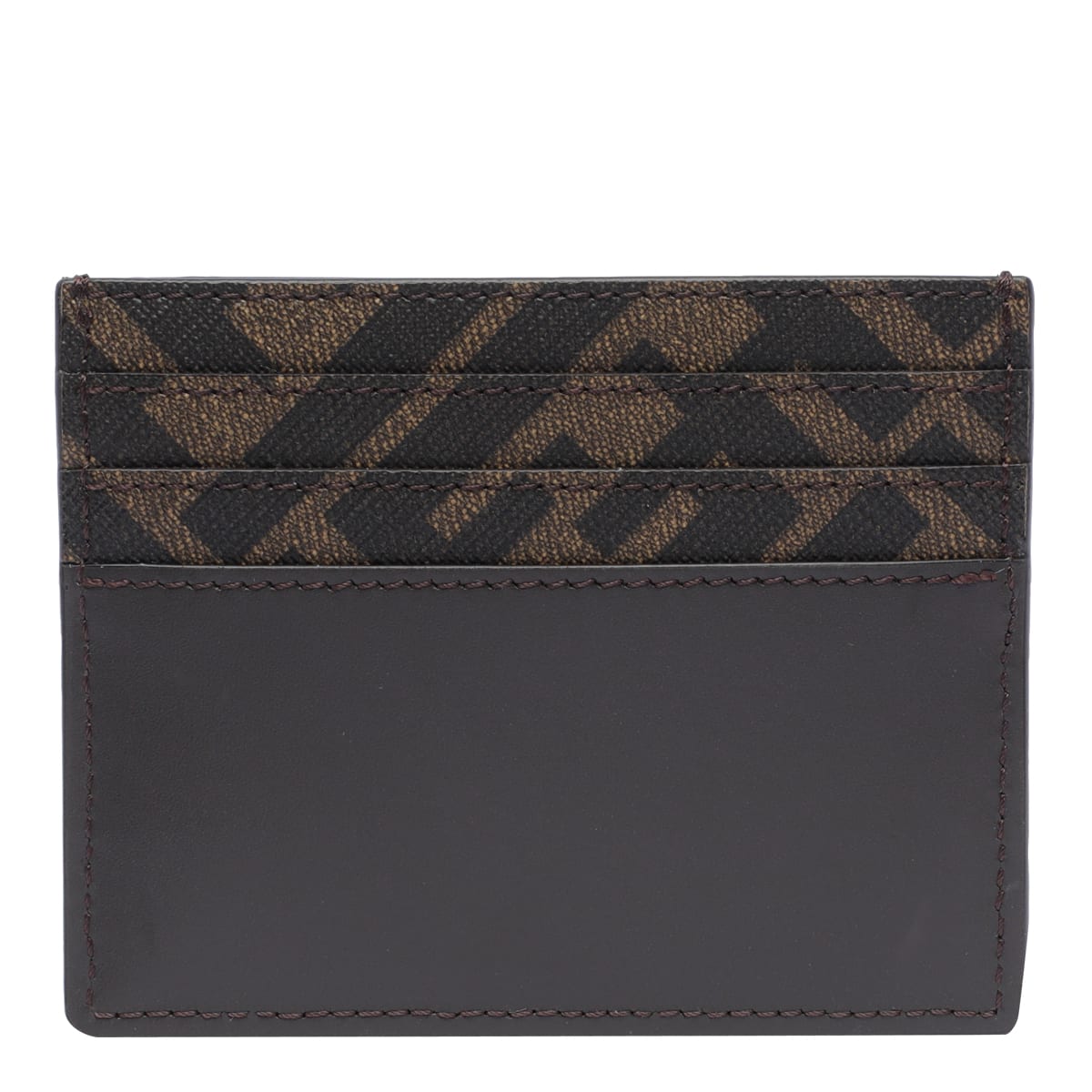 Shop Fendi Squared Ff Cards Holder In Brown