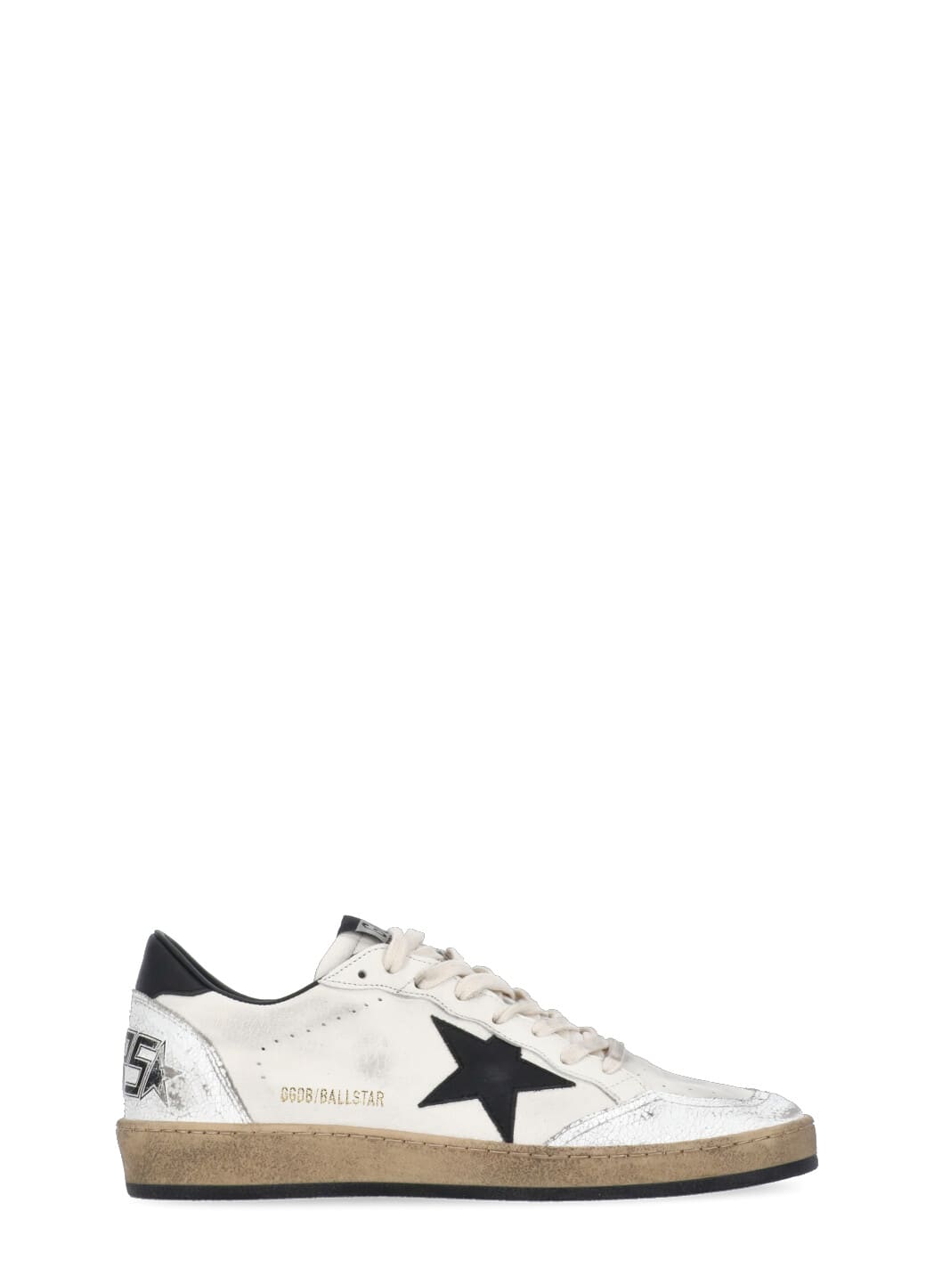 Golden Goose White And Black Leather Ball Star Low Sneakers In White
