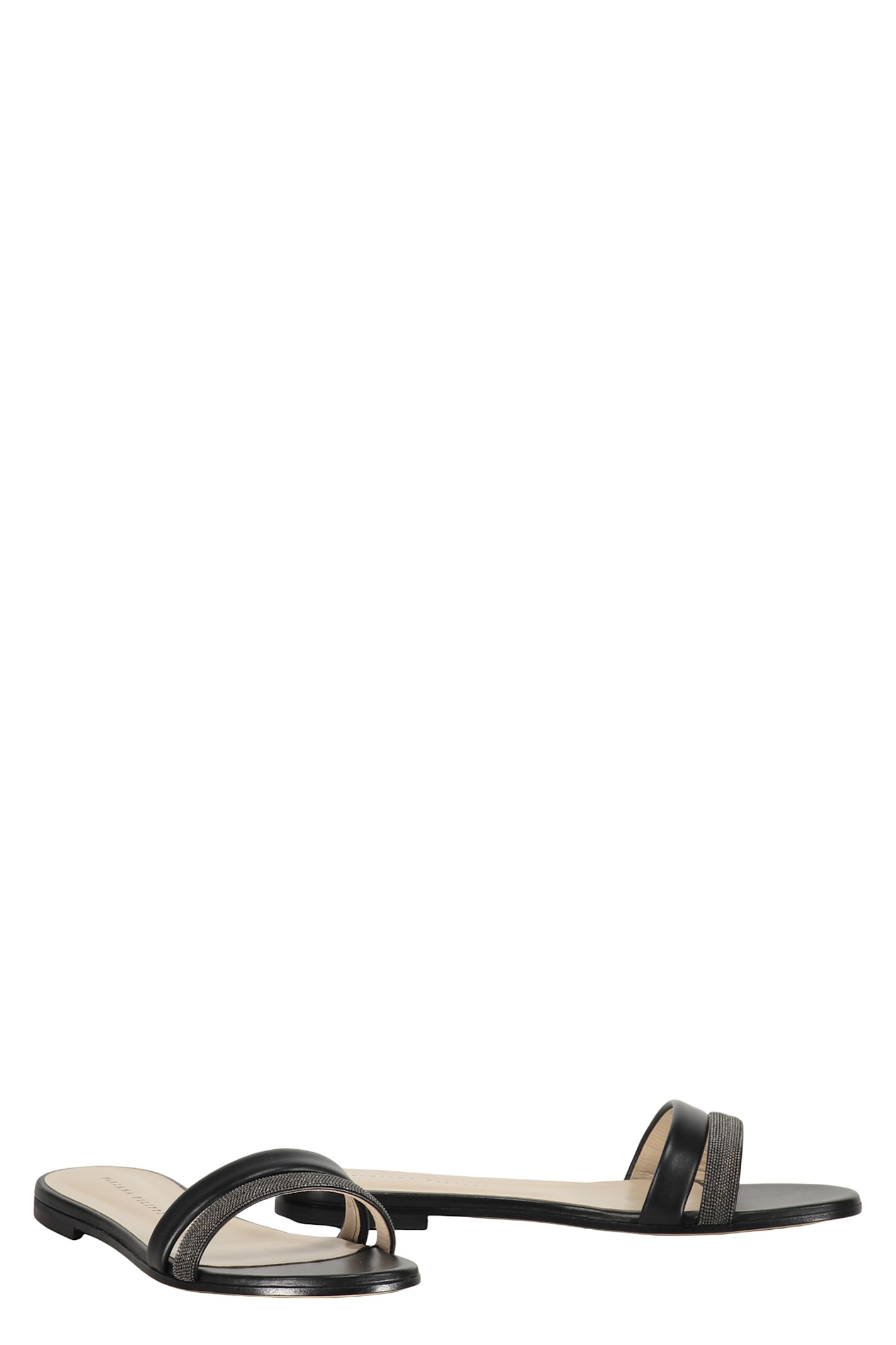 Shop Fabiana Filippi Leather Slides In Black