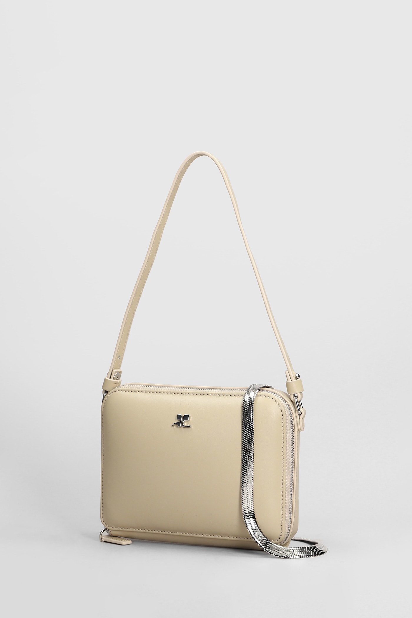 COURRÈGES SHOULDER BAG IN BEIGE LEATHER