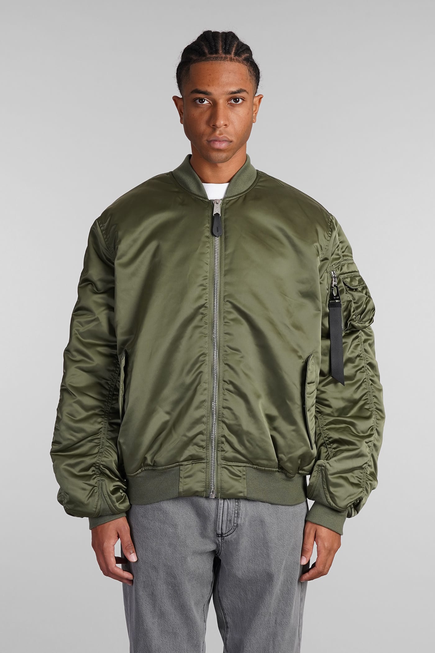 Shop Alpha Industries Ma-1 Uv Bomber In Green Nylon