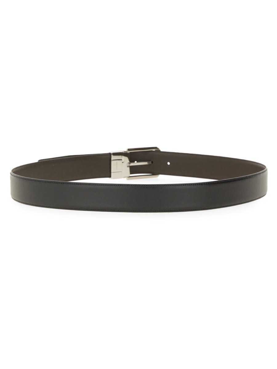 Shop Zegna Reversible Leather Belt In Black