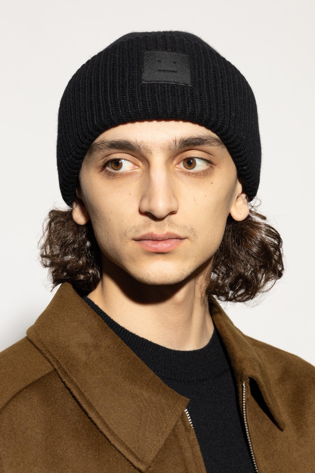 Acne Studios Wool Beanie With Logo In Black