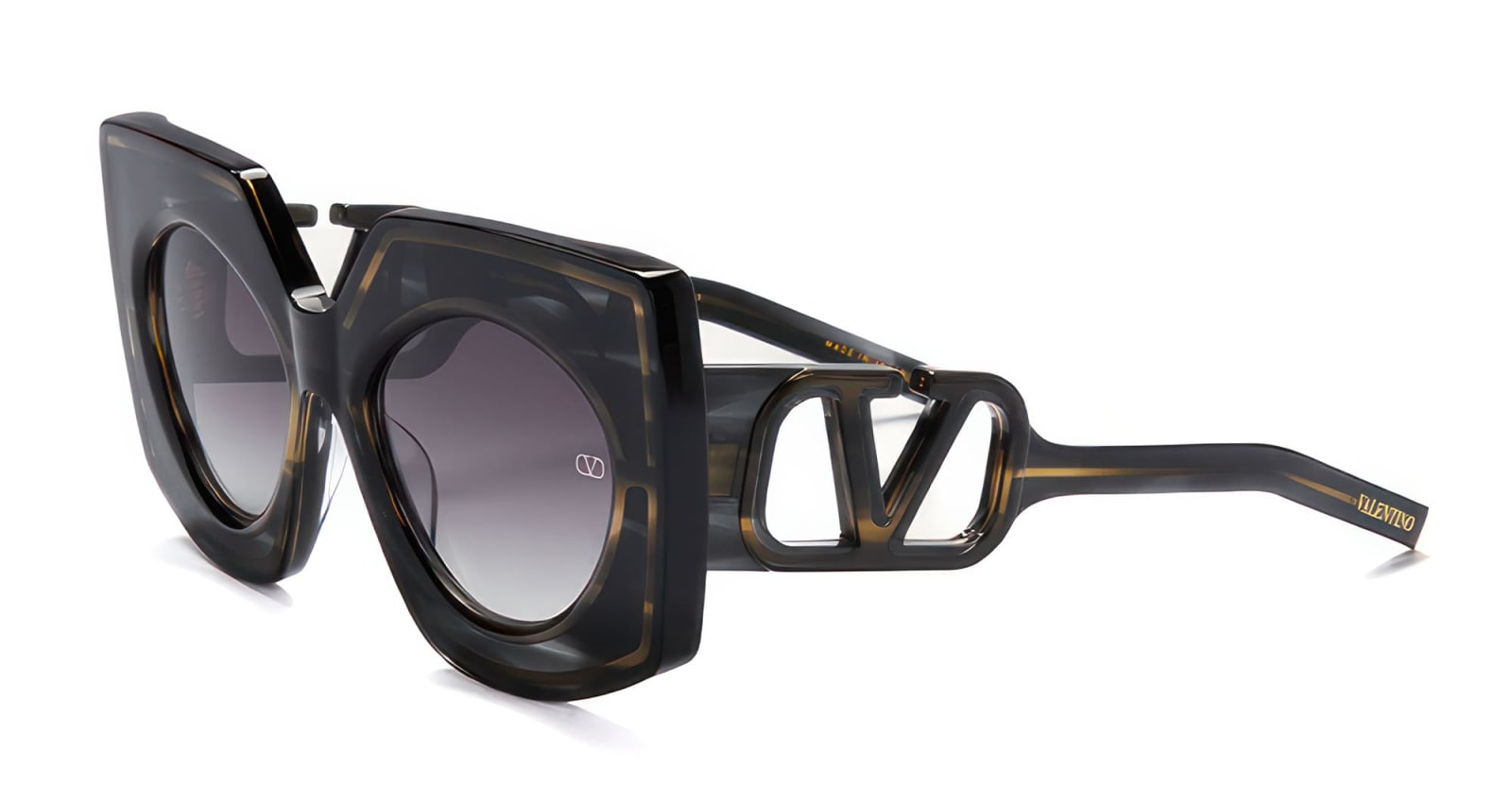Shop Valentino V-soul - Black / Gold Sunglasses